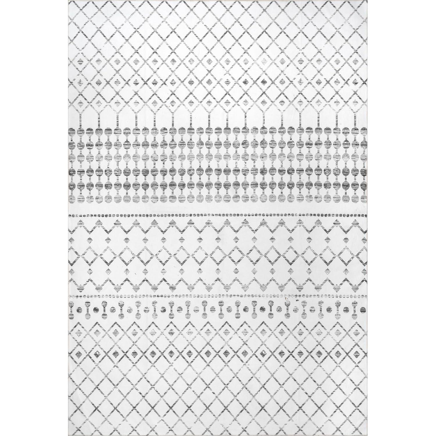Nuloom Blythe Trellis 8x10 Machine Washable Indoor Area Rug for Living Room Bedroom Dining Room Kitchen, Grey/Off White