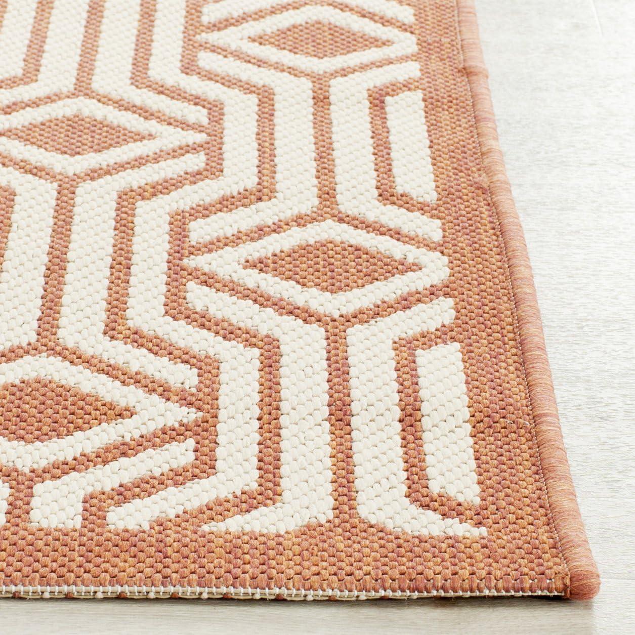Courtyard CY6113 Power Loomed Indoor/Outdoor Area Rug - Beige/Terracotta - 6'7"x9'6" - Safavieh.