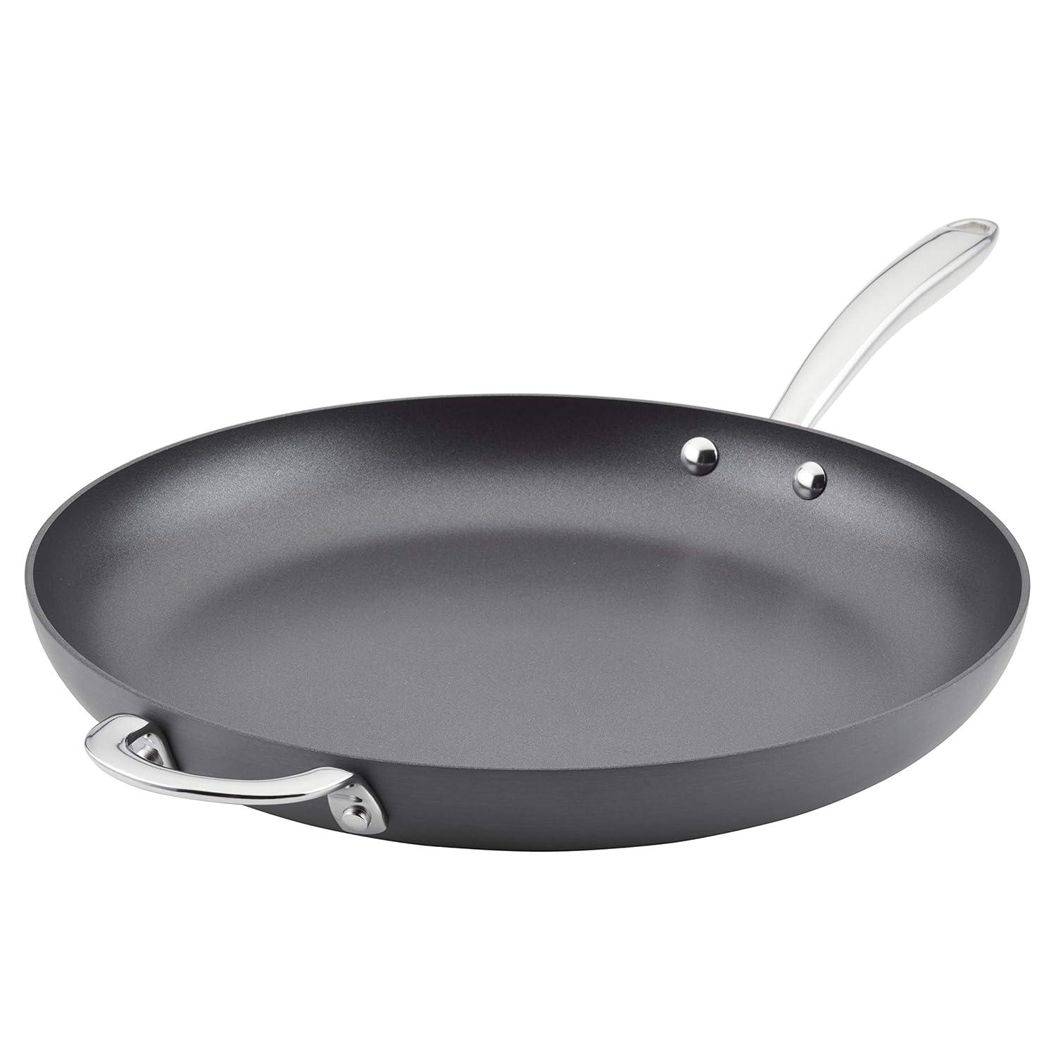 Rachael Ray Hard Anodized 14 inch Nonstick Frying Pan with Helper Handle, Gray