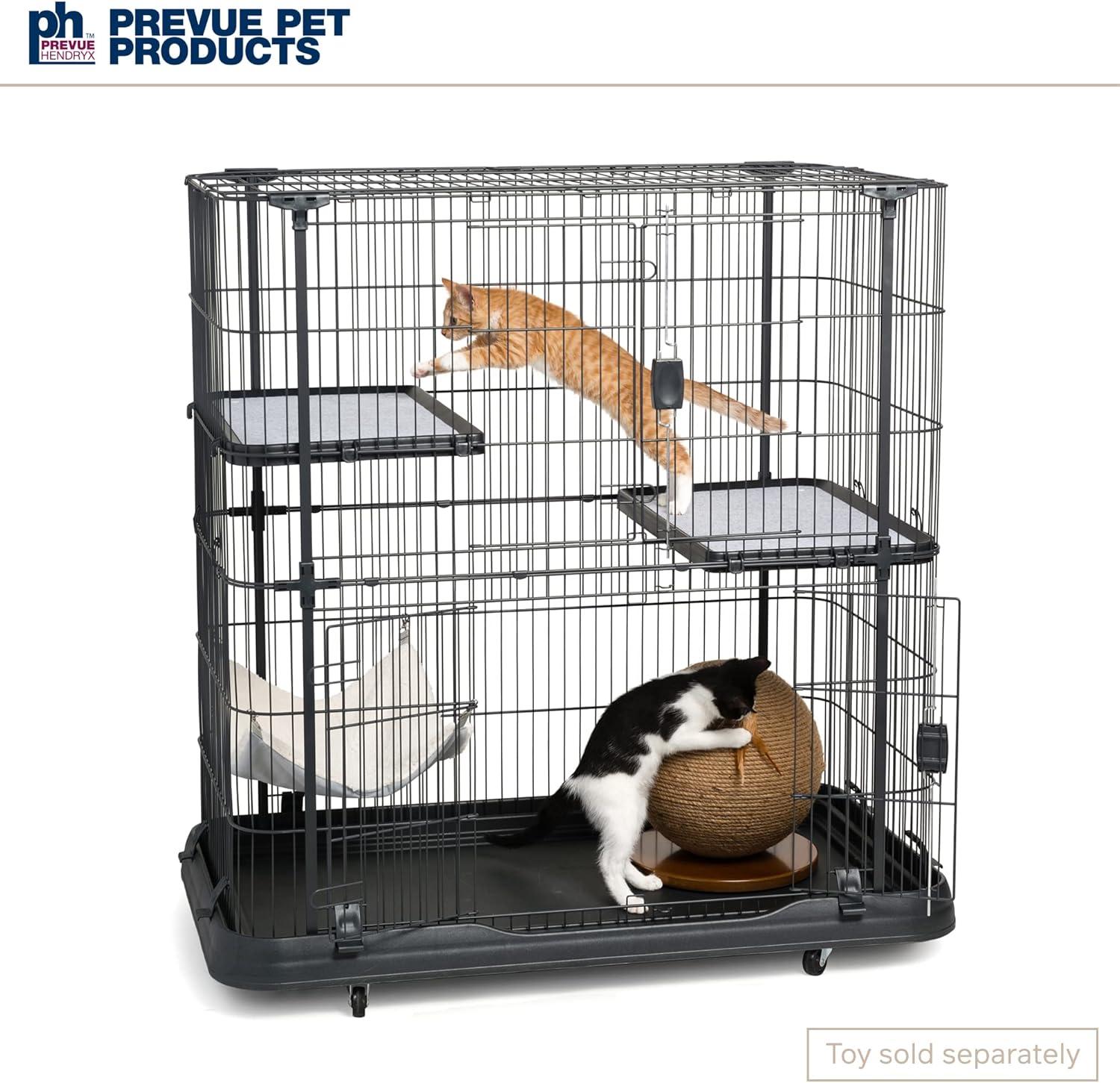 Prevue Pet Products, 3-Tier & 1 Hammock Playpen, Cat Cage, Black, 45-in