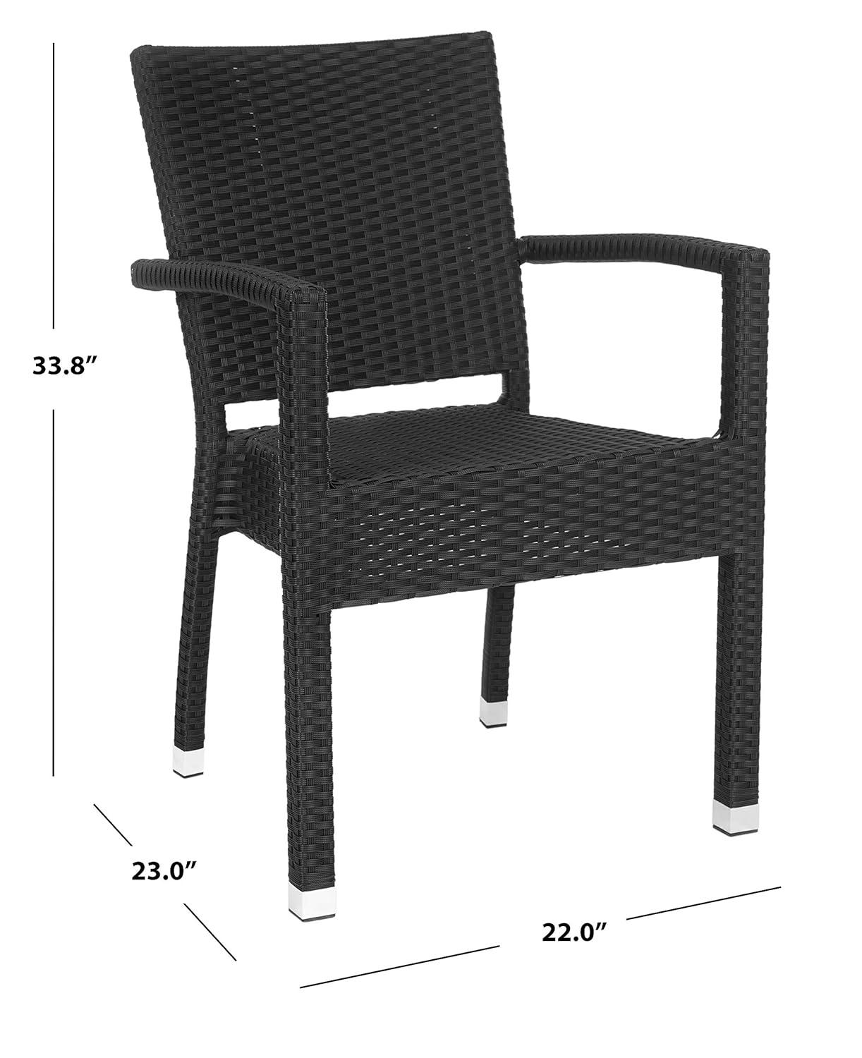 Kelda Stackable Arm Chair Indoor/Outdoor (Set Of 2) - PAT4004 - Black - Safavieh