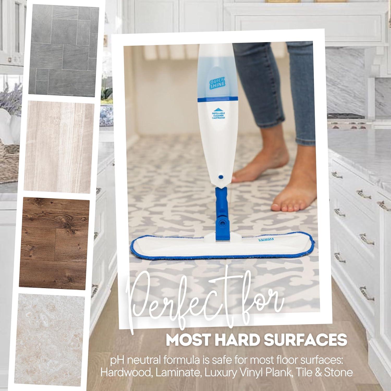 Quick Shine Spray Mop Combo Pack: Includes (1) Multi Surface Spray Mop, (3) Microfiber Pads and (1) 16 oz Multi-Surface Cleaner