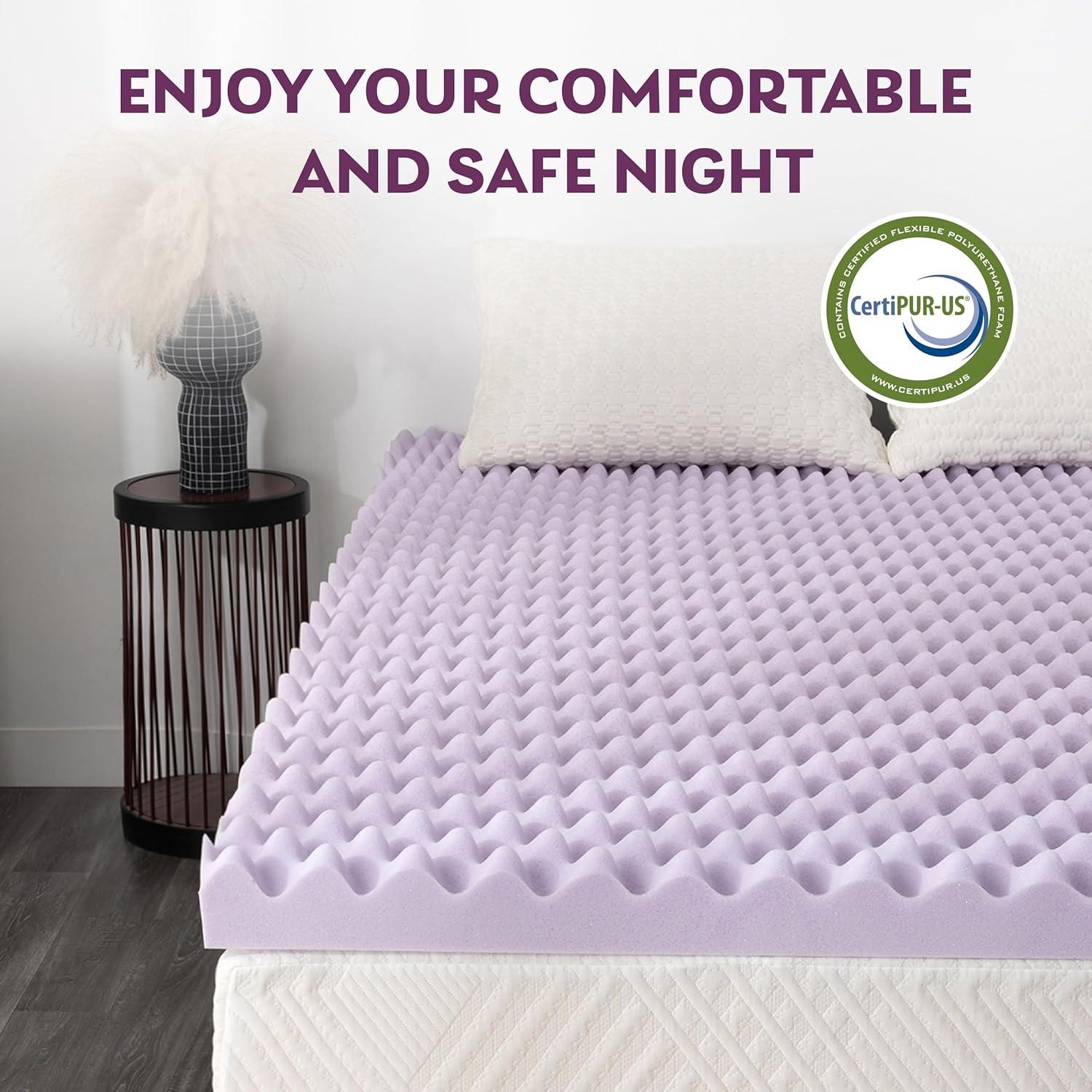 Twin Purple Gel Memory Foam Eggcrate Mattress Topper