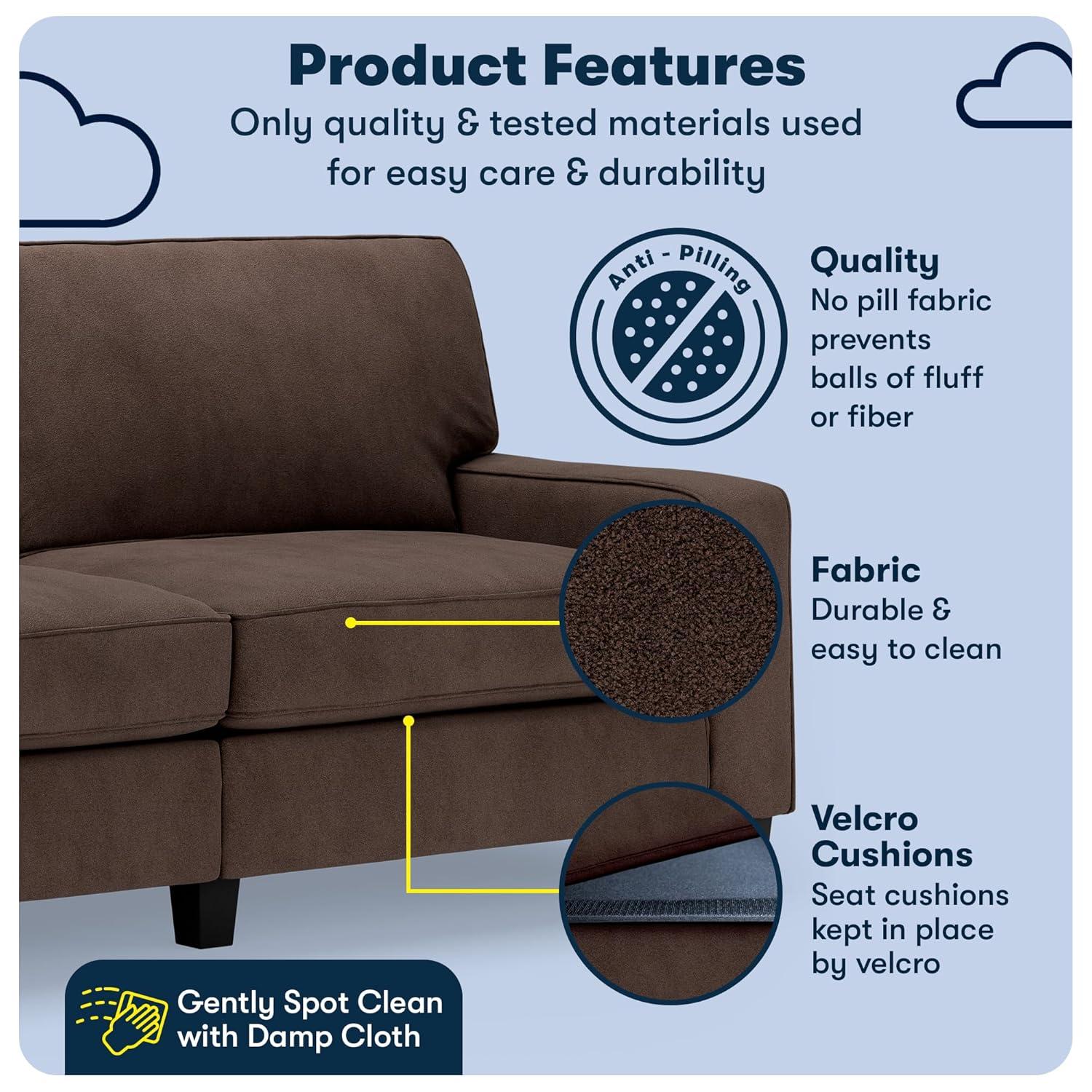 Serta Palisades 78" Track Arm Sofa, Easy Care Fabric, Soft Pillow Back, Pocket Coil Seat Cushions