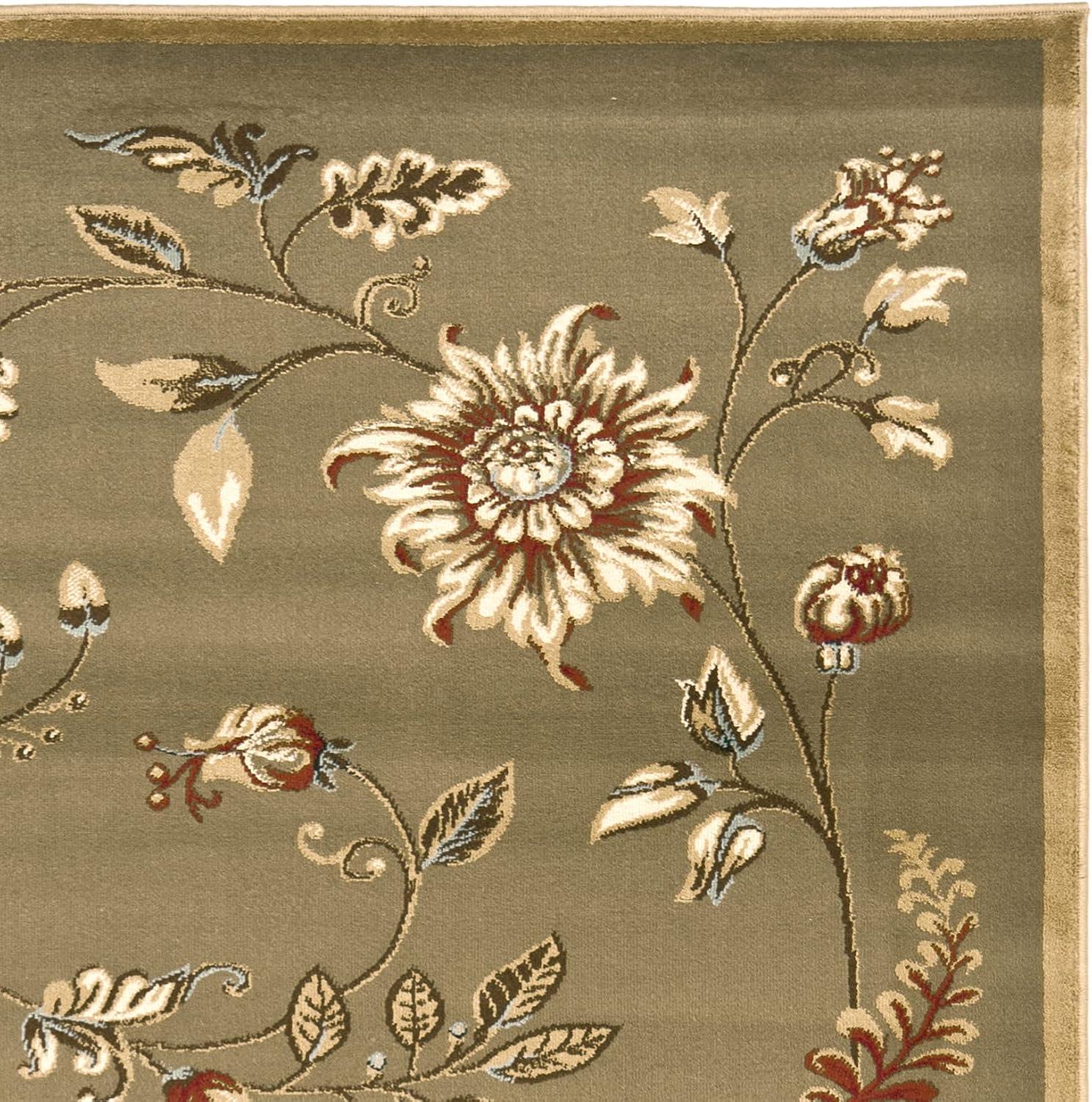 Lyndhurst LNH552 Power Loomed Area Rug - Green/Multi - 5'3"x7'6" - Safavieh