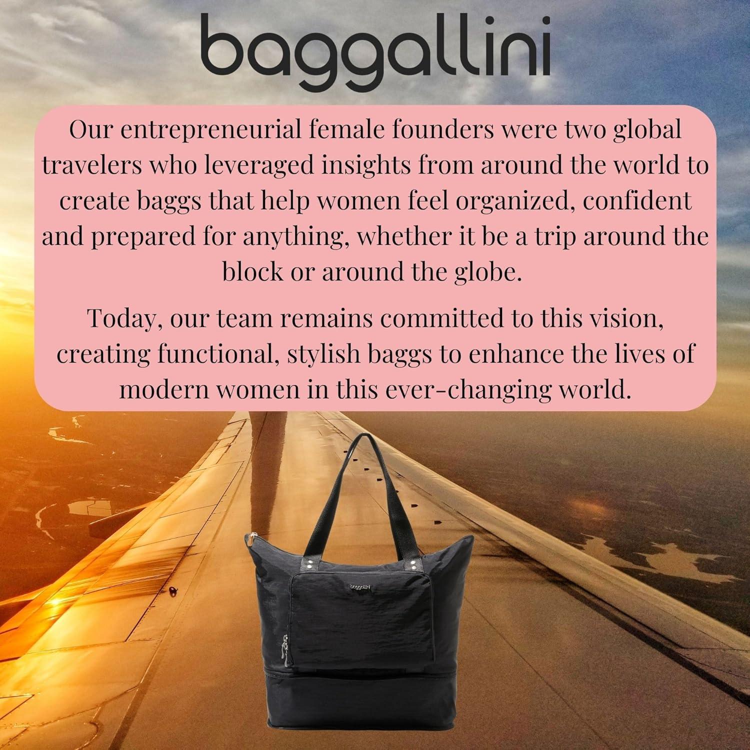 baggallini Carryall Expandable Packable Tote Bag - Black