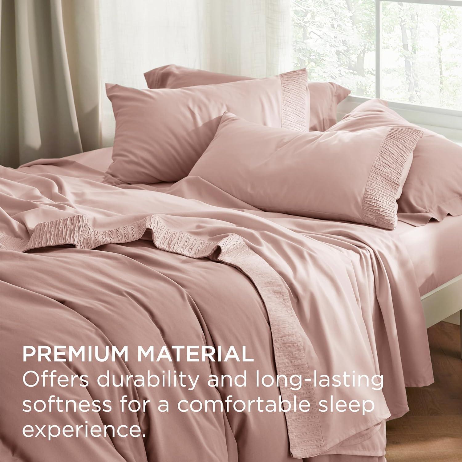 Bedsure California King Sheet Sets - 4 Pieces Soft Cal King Sheets - Breathable & Cooling - Hotel Luxury - Easy Care Polyester Microfiber Bedding for Women, Men, Dusty Pink