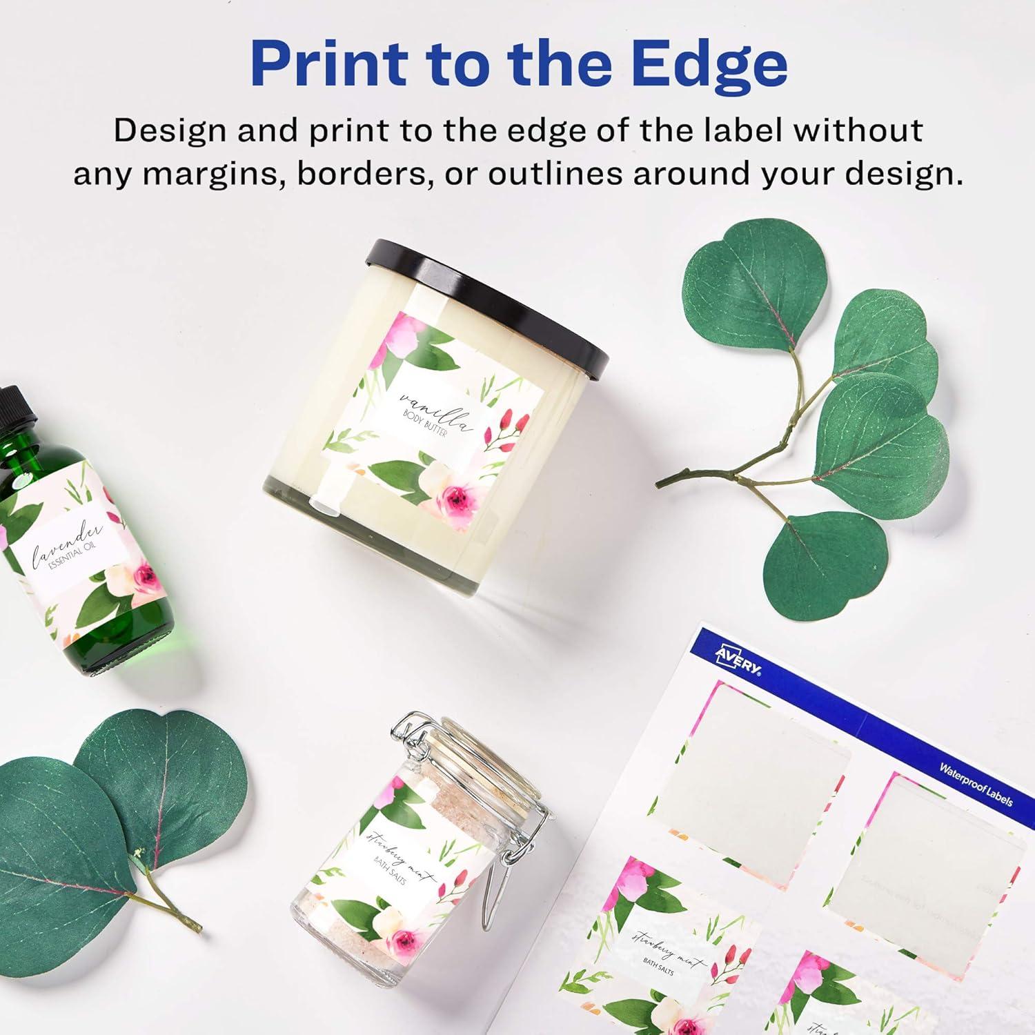 Avery Square Labels with Sure Feed, 3" x 3", 60 Glossy White Labels (36481)