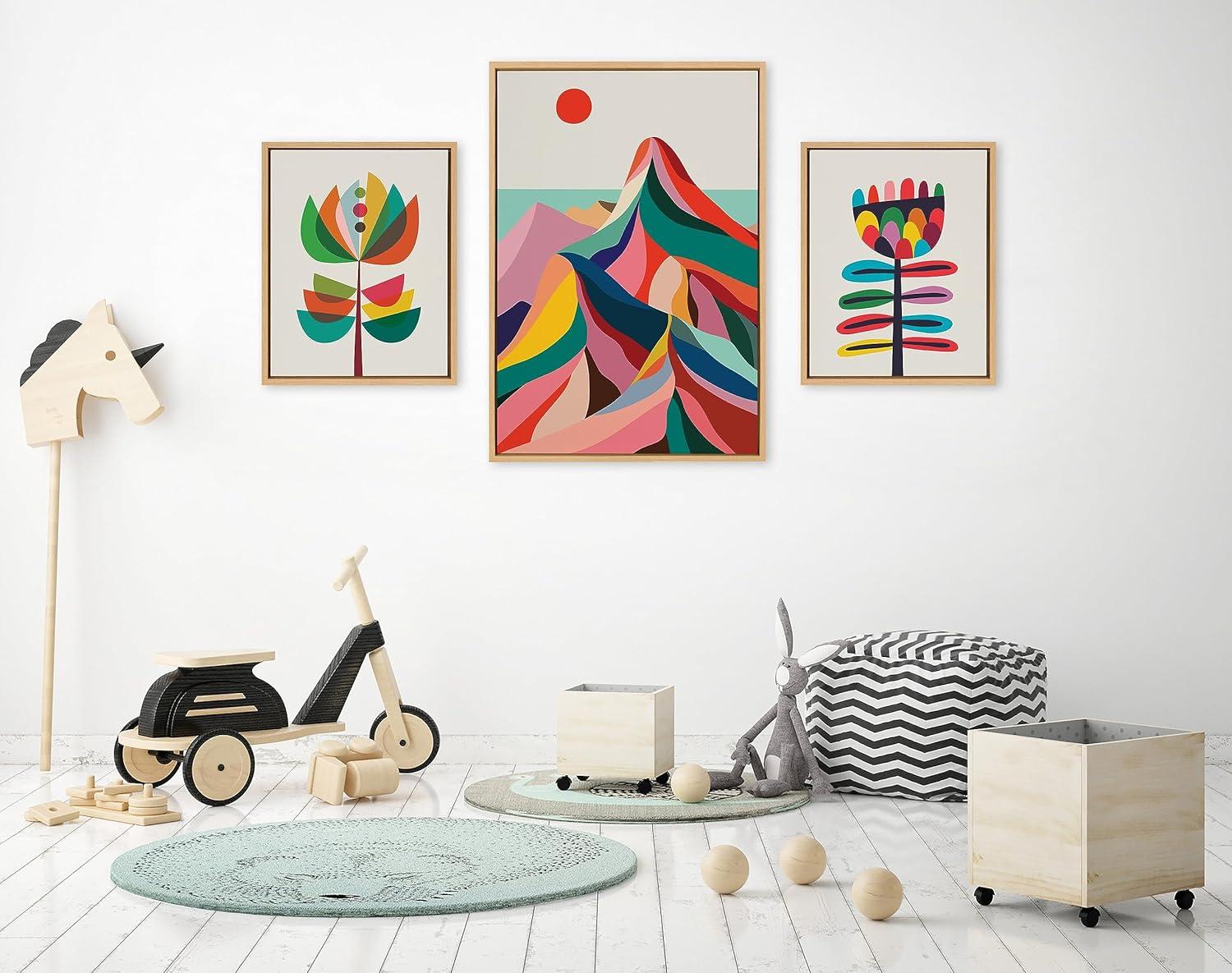 Kate & Laurel All Things Decor: Sylvie MCM Art Set, Rachel Lee, Floating Frame, Home Decor