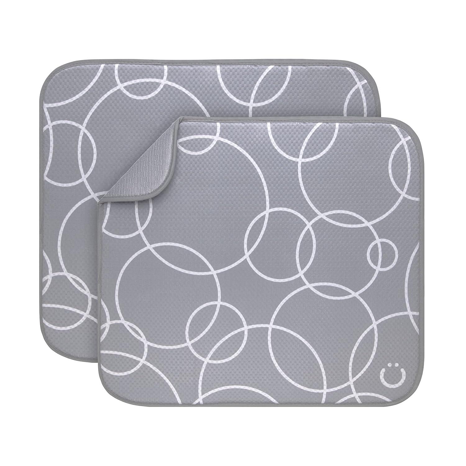 LunaLulinlk Microfiber Kitchen Counter Dish Drying Mats, Gray, Set of 2