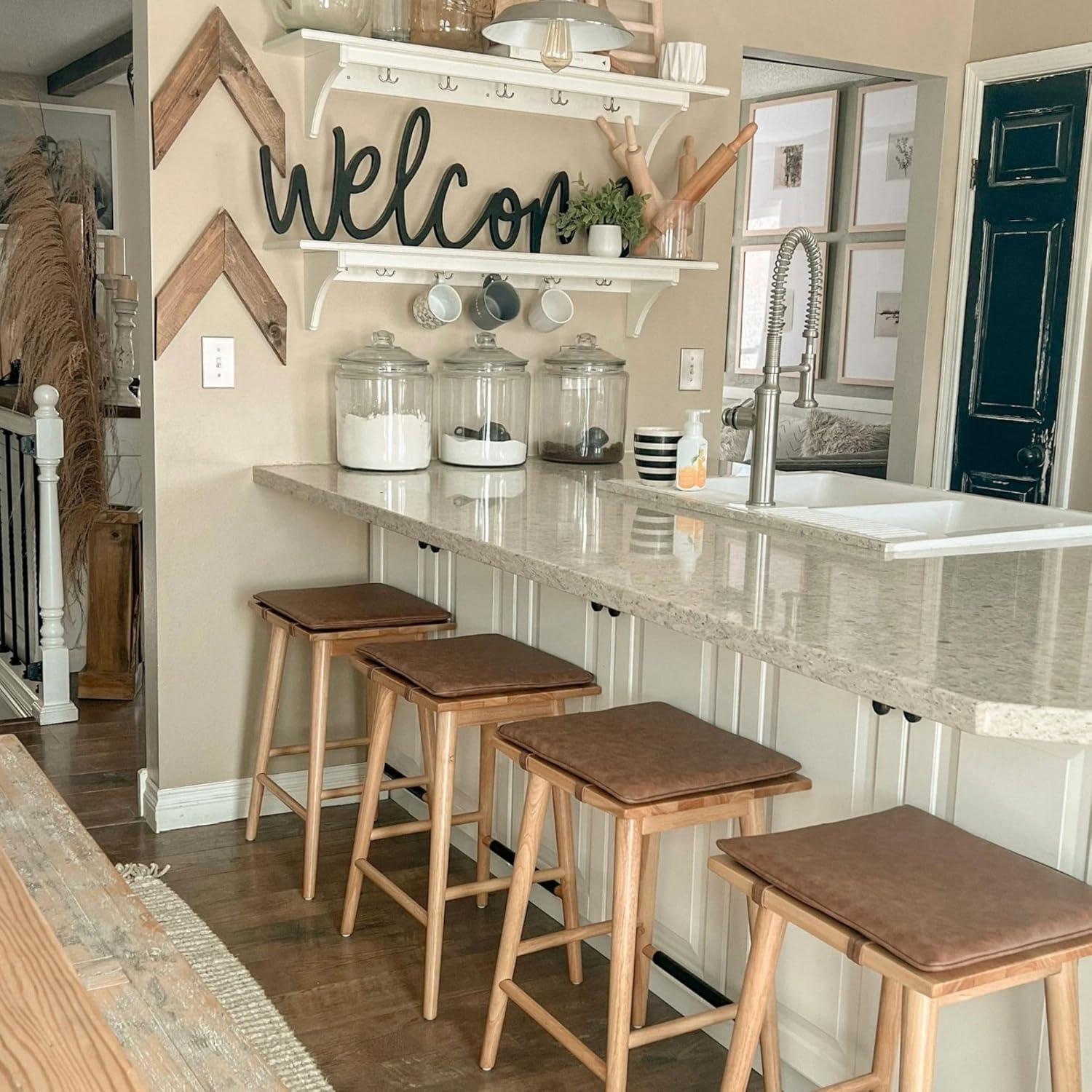 Nathan James Upholstered Counter Stool with Solid Wood Frame (Set of 2)