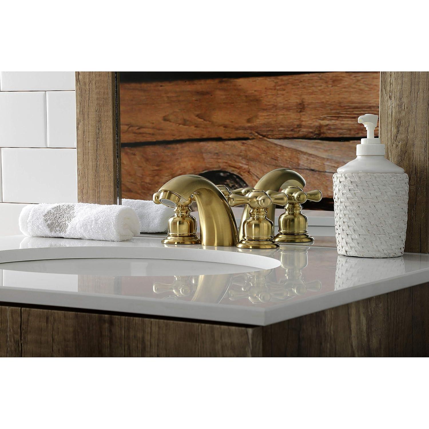 Kingston Brass Victorian Two-Handle 3-Hole Deck Mount Mini-Widespread Bathroom Faucet with Plastic Pop-Up | Wayfair