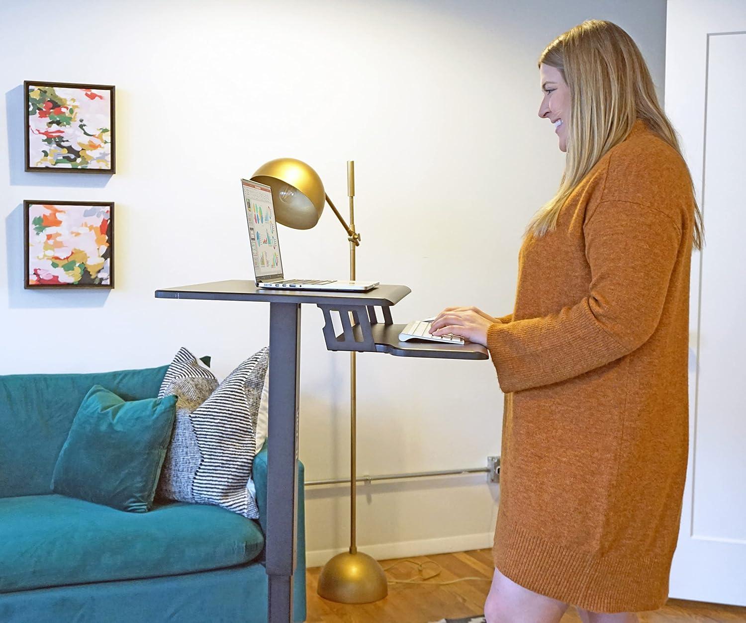 Black Adjustable Height Standing Desk with Keyboard Tray