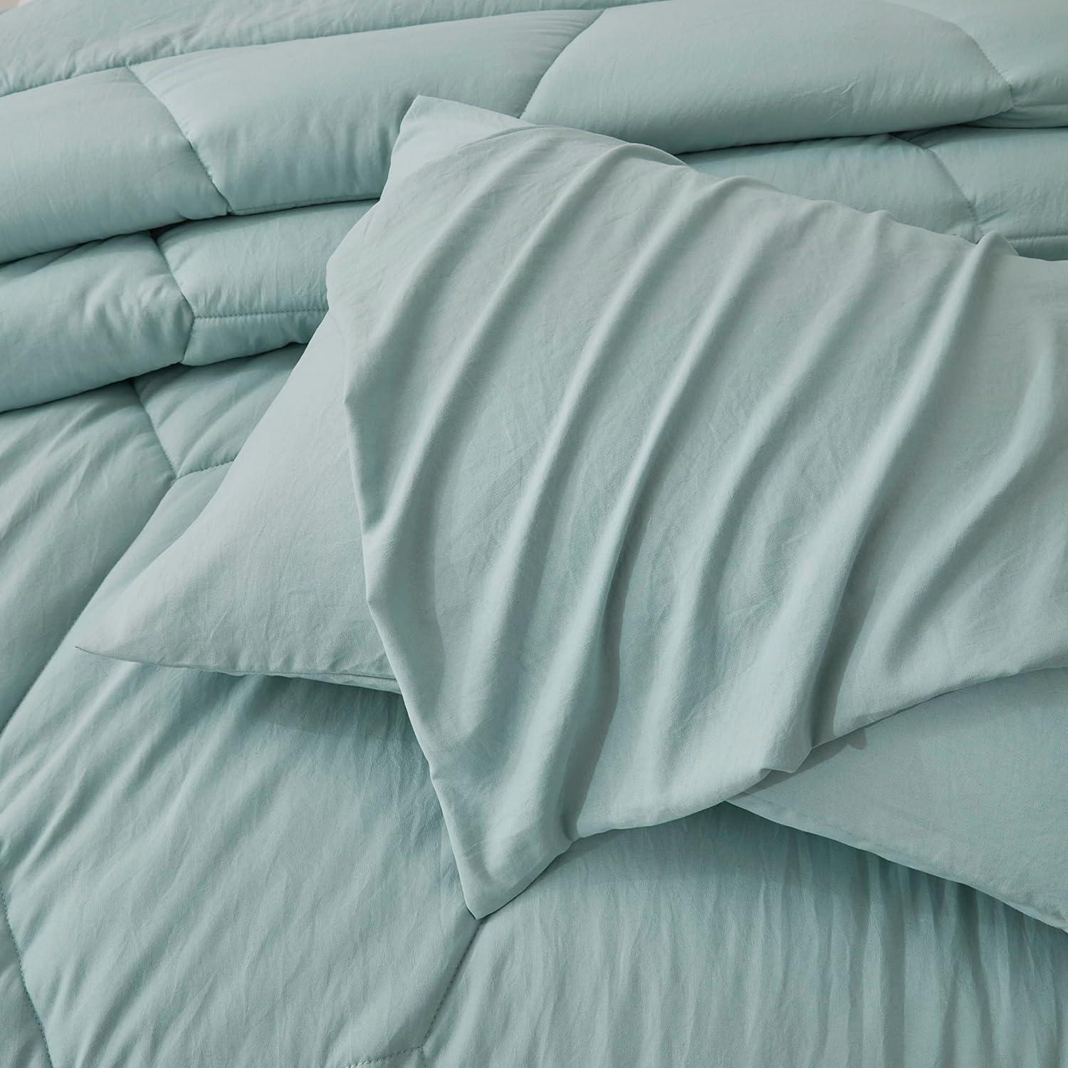 Aqua Twin Honeycomb Quilted Microfiber Comforter Set