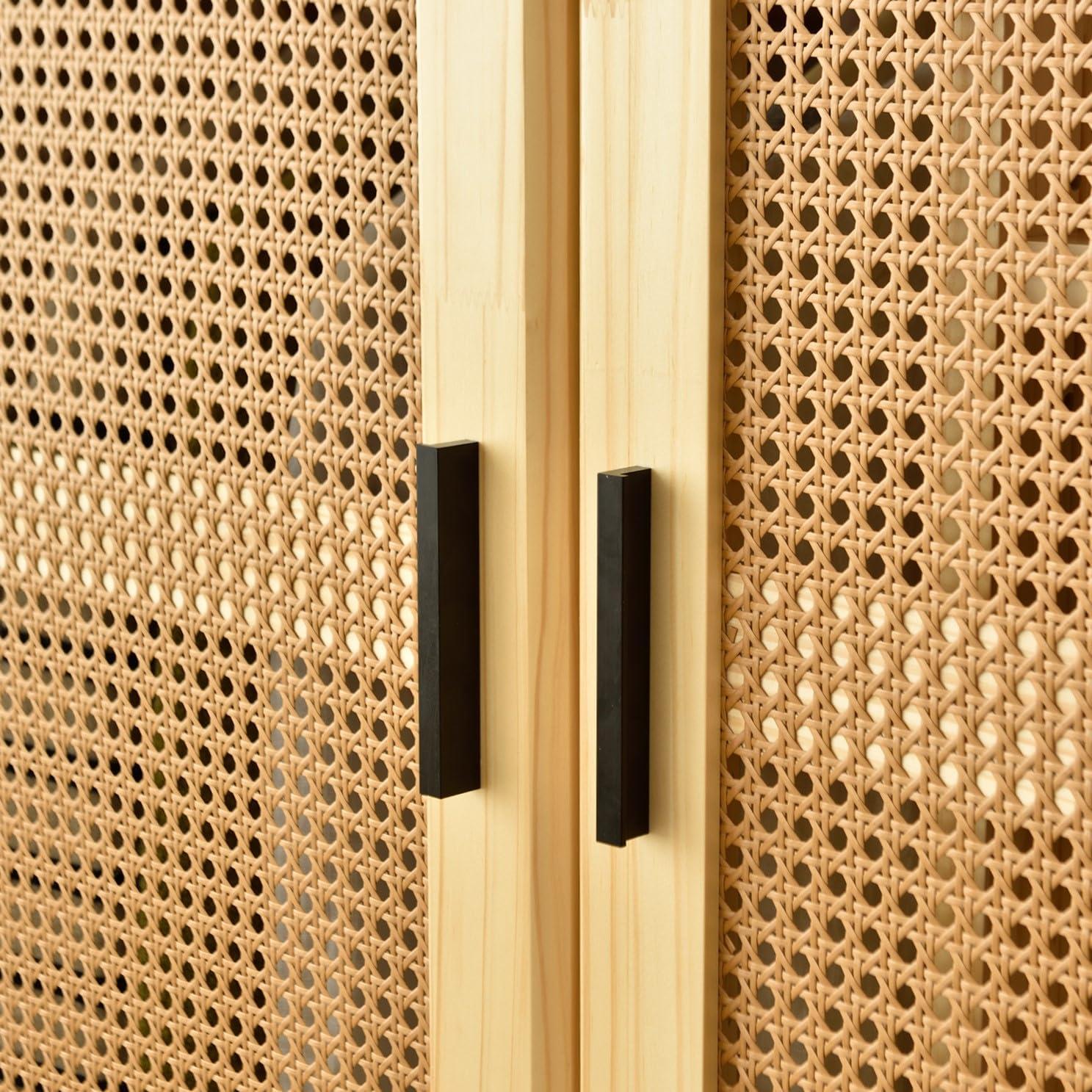 Bay Isle Home™ Solid Pine Wood Rattan Closet with 2 Drawers