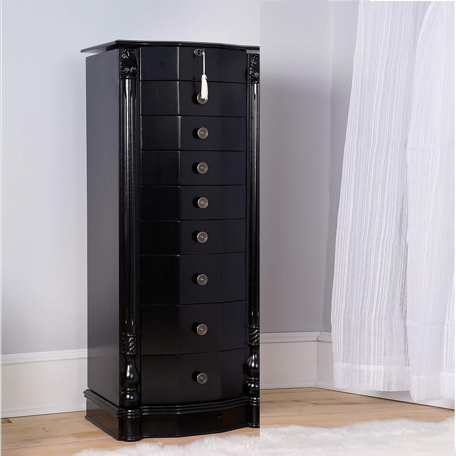 Hives and Honey Florence 8 Drawer Standing Jewelry Armoire - Rich Black