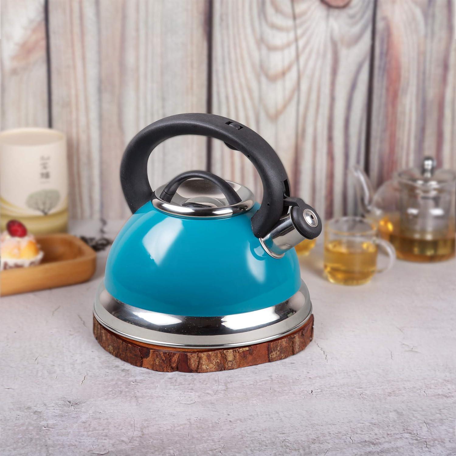 Creative Home Alexa 3.0 Qt. Stainless Steel Whistling Tea Kettle, Aqua