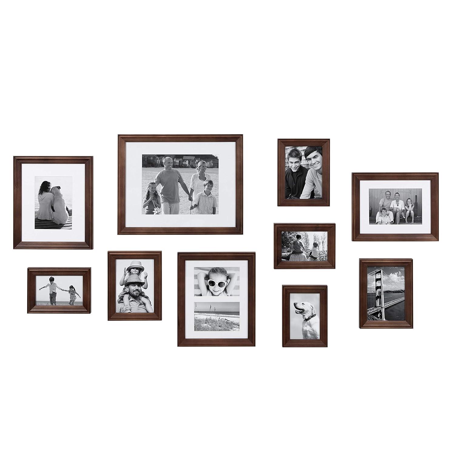 10pc Bordeaux Frame Box Set Brown - Kate & Laurel All Things Decor: Wall Gallery Kit, Multiple Sizes, Wood Frames