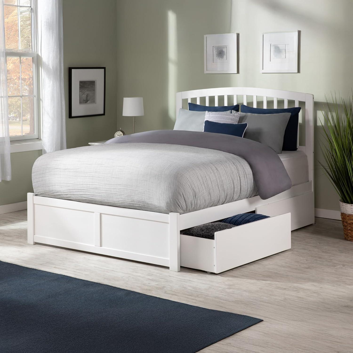 Richmond Platform Bed with Flat Panel Foot Board and 2 Urban Bed Drawers in, Multiple Colors and Sizes