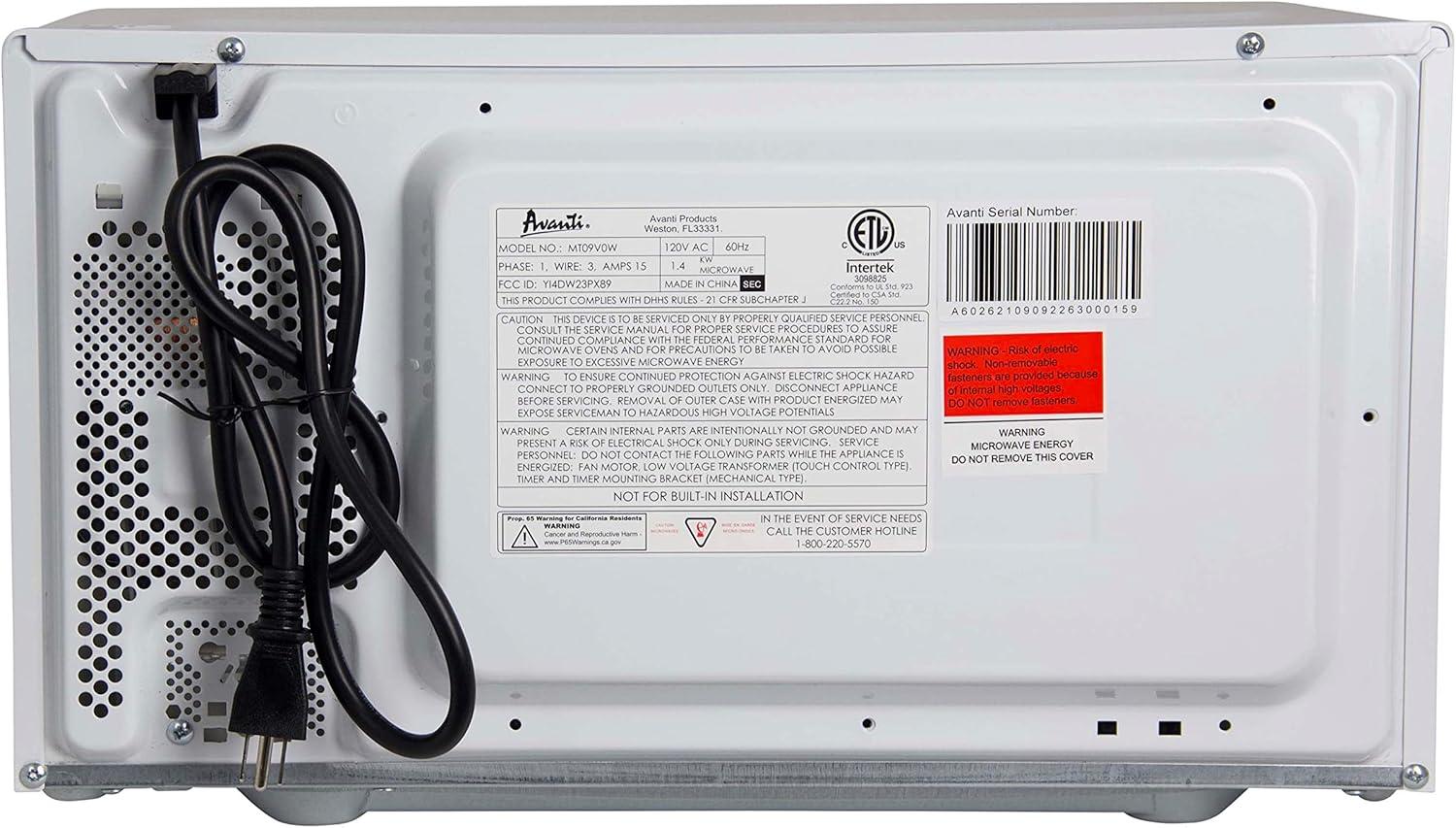 Avanti Countertop Microwave Oven, 0.9 cu. ft.