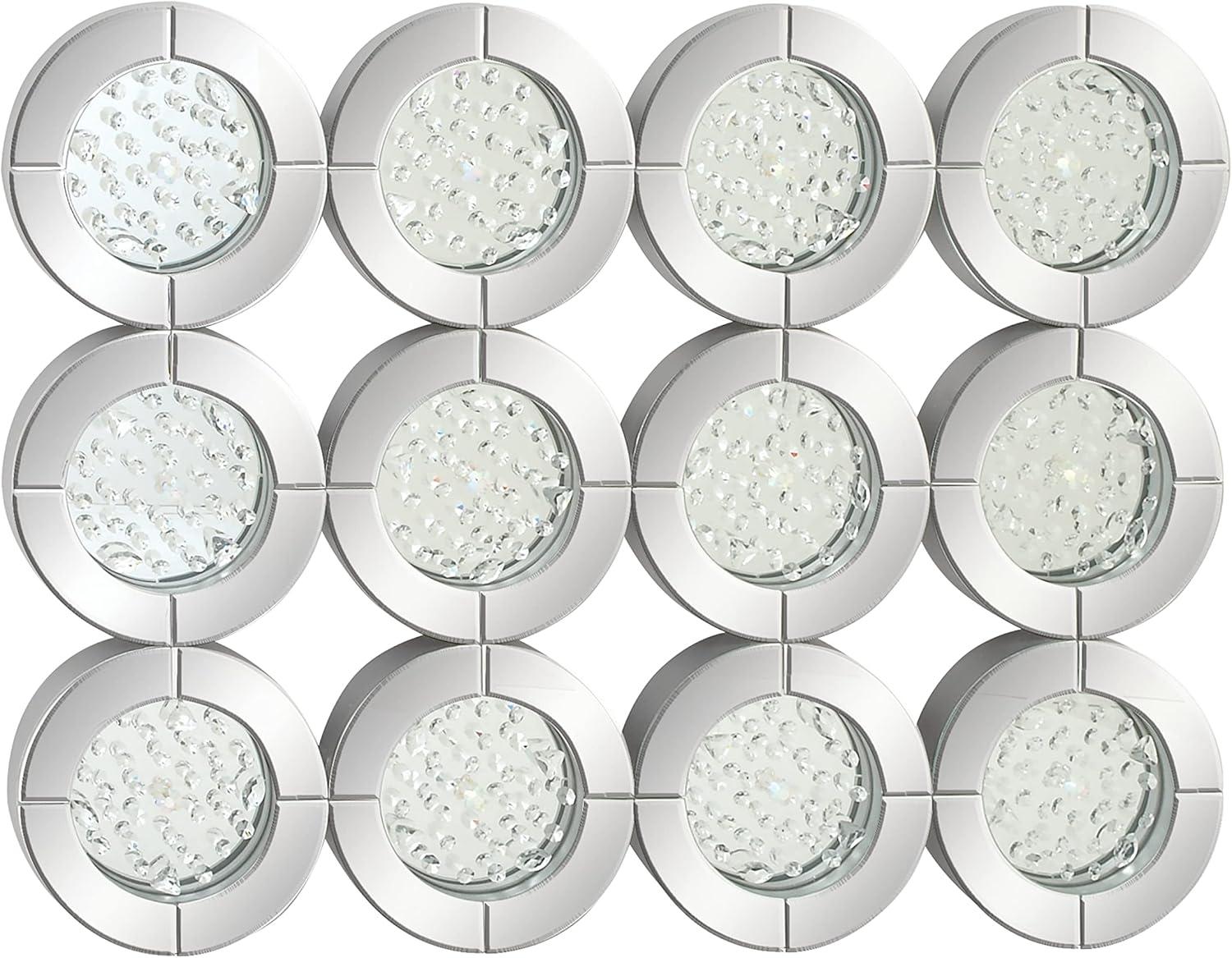 DecMode 39" x 29" Silver Wall Mirror with Floating Crystals