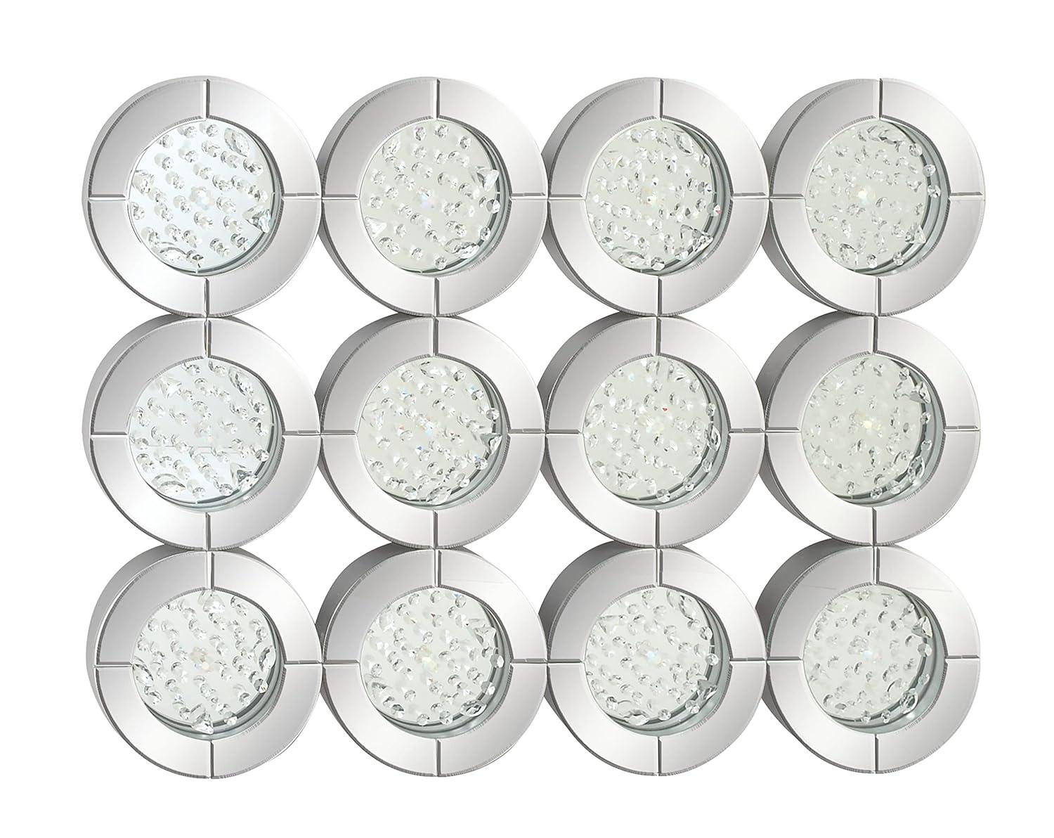 DecMode 39" x 29" Silver Wall Mirror with Floating Crystals