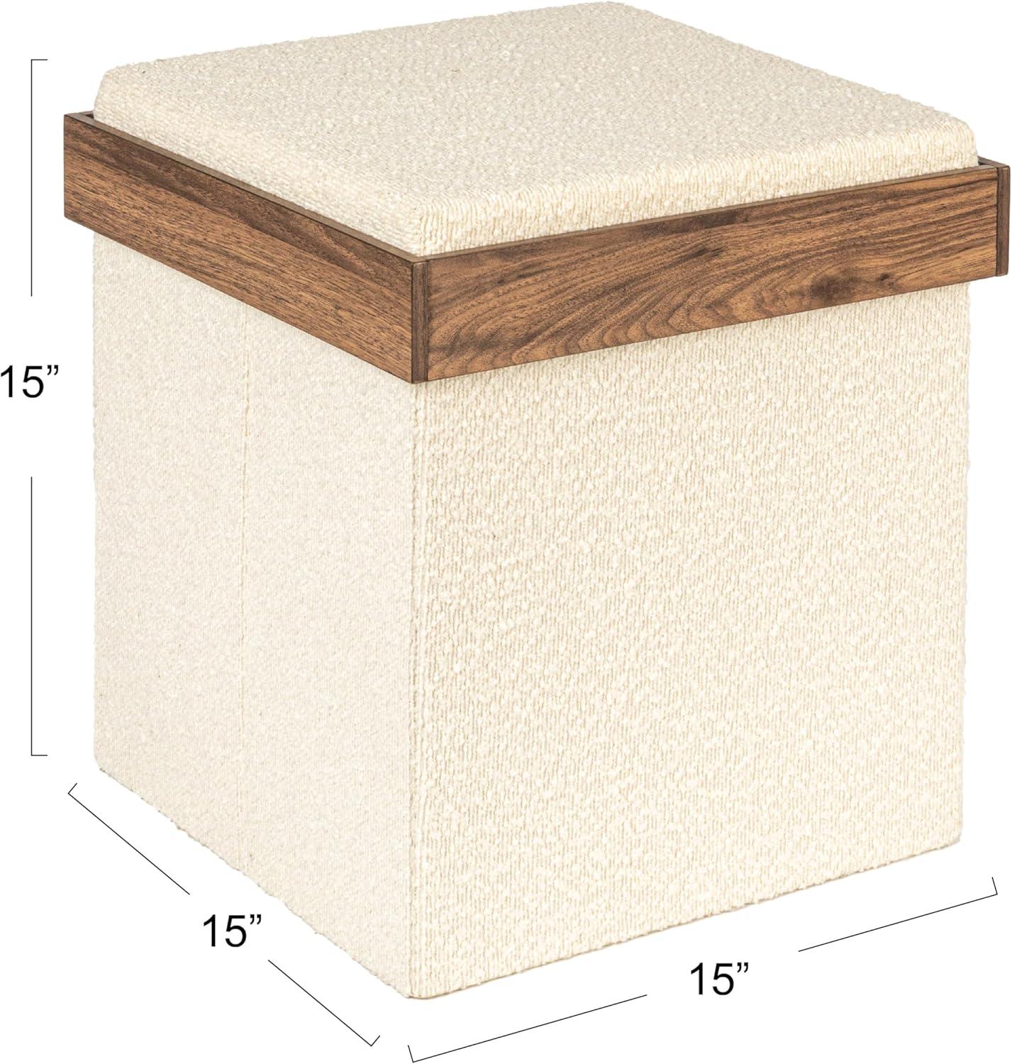 Household Essentials Versatile Boucle Ottoman With Hidden Storage