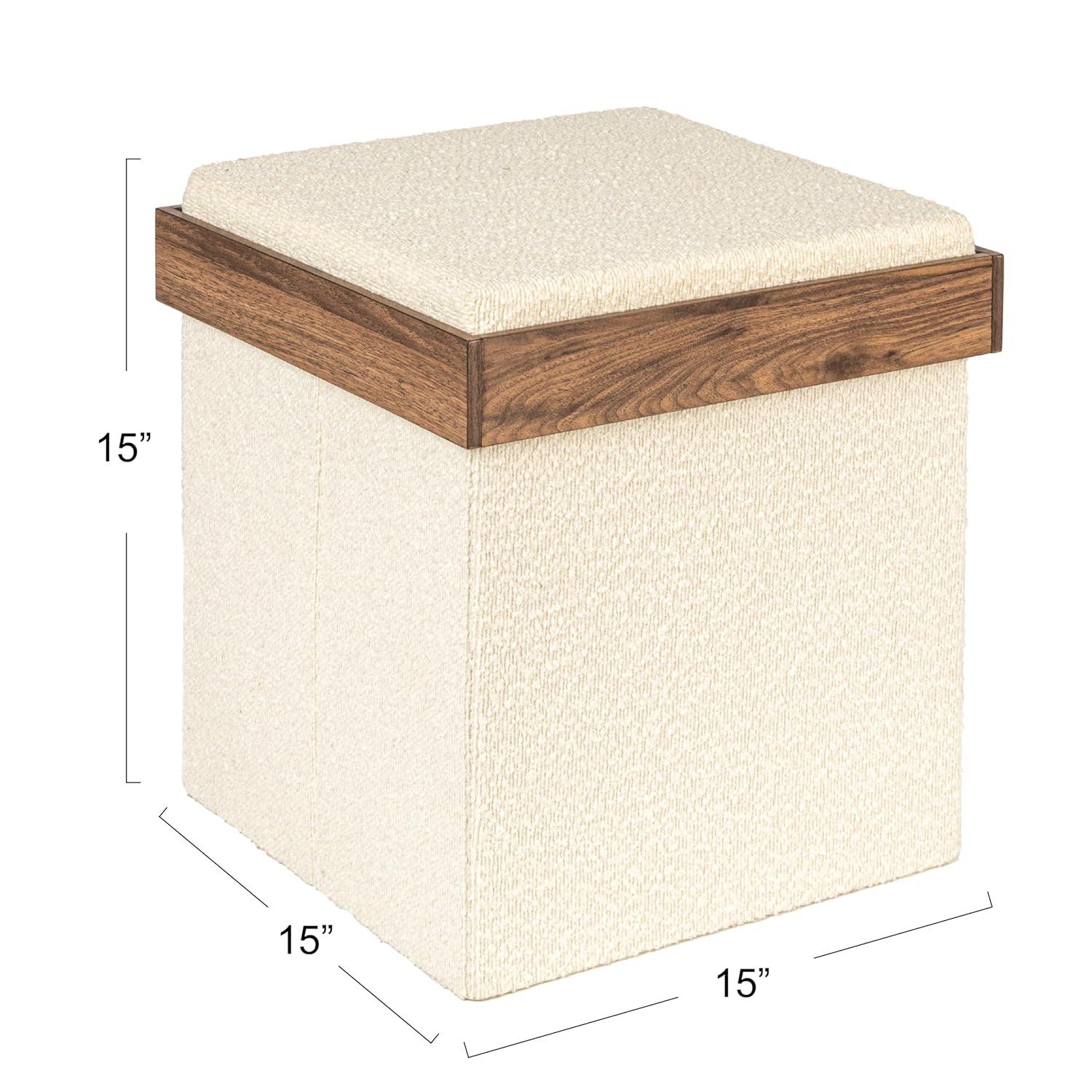 Household Essentials Versatile Boucle Ottoman With Hidden Storage