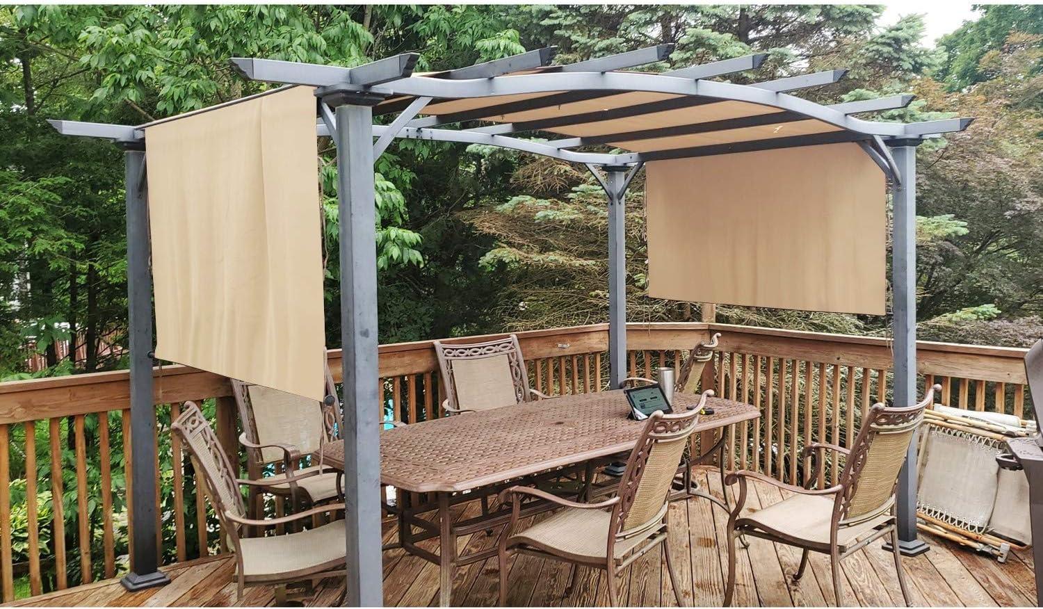 Beige Whisper 195'' x 69'' Retractable Pergola Canopy