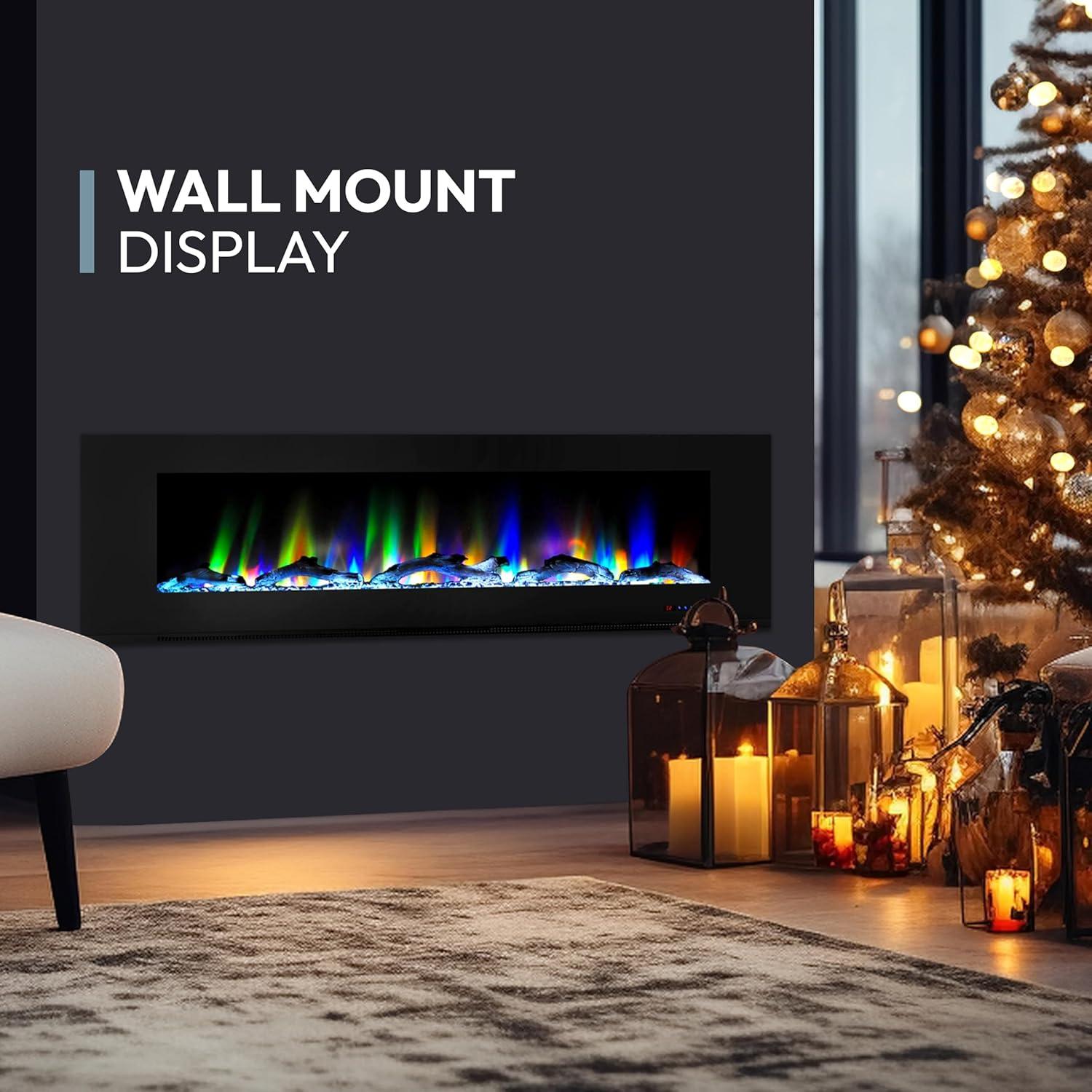 Cambridge Cambridge Wall Mount Electric Fireplace Heater with Remote Control for Indoor Use in Living Room, Bedroom, Home Office