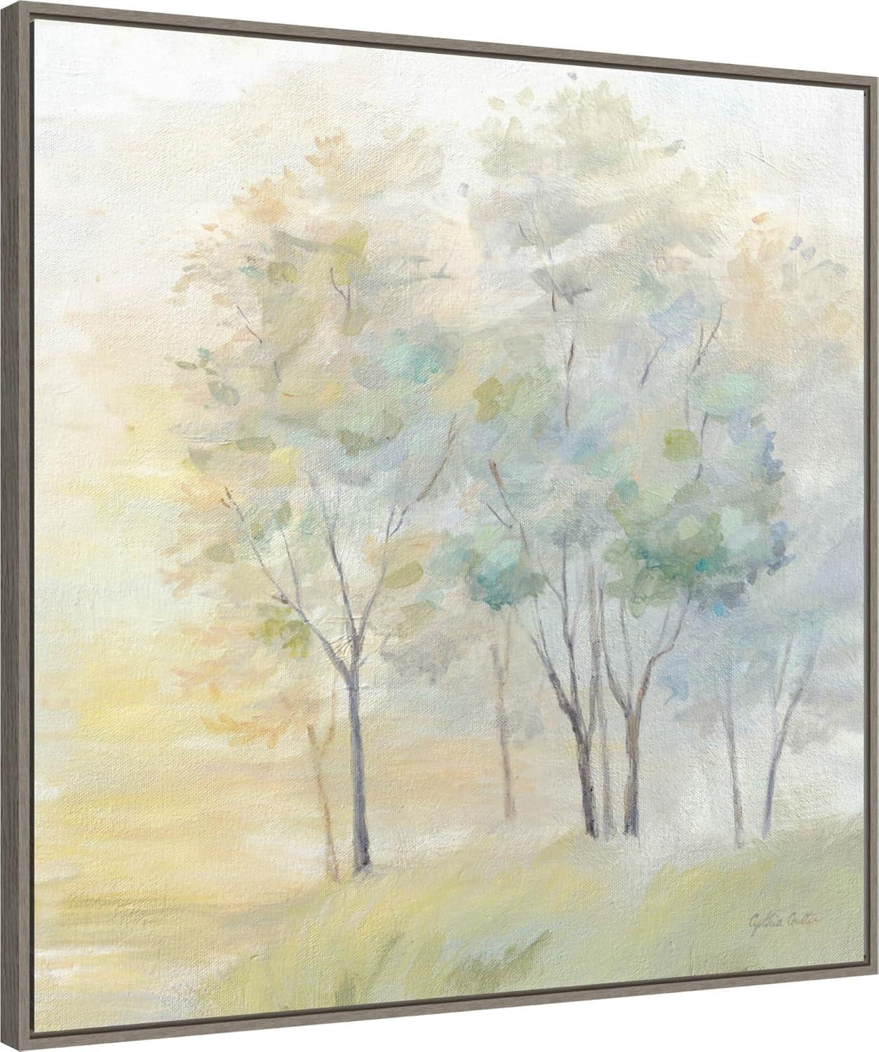 30" x 30" Sunny Glow on Trees II by Cynthia Coulter Framed Canvas Wall Art Print - Amanti Art