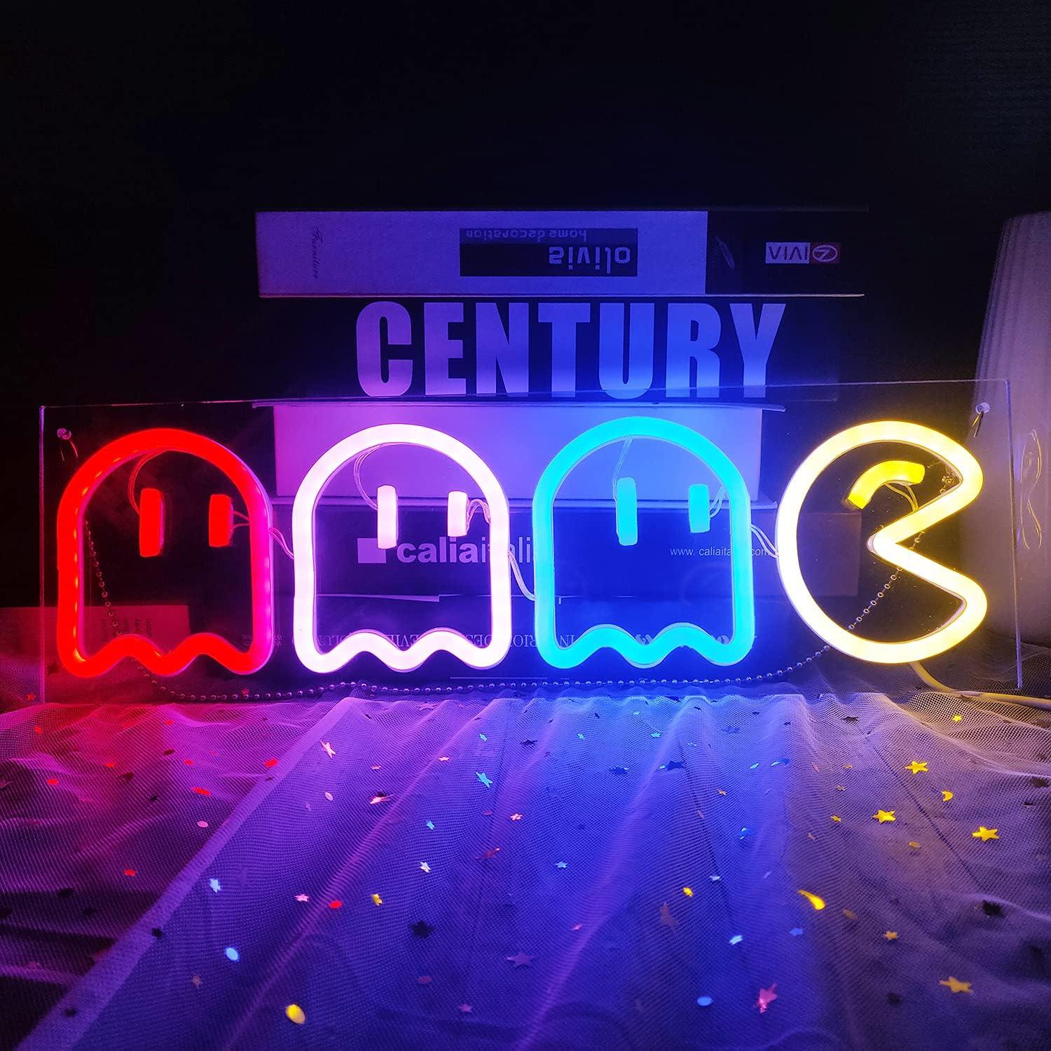 Retro Ghost Neon Wall Light for Kids Room Decor 16''x 6''