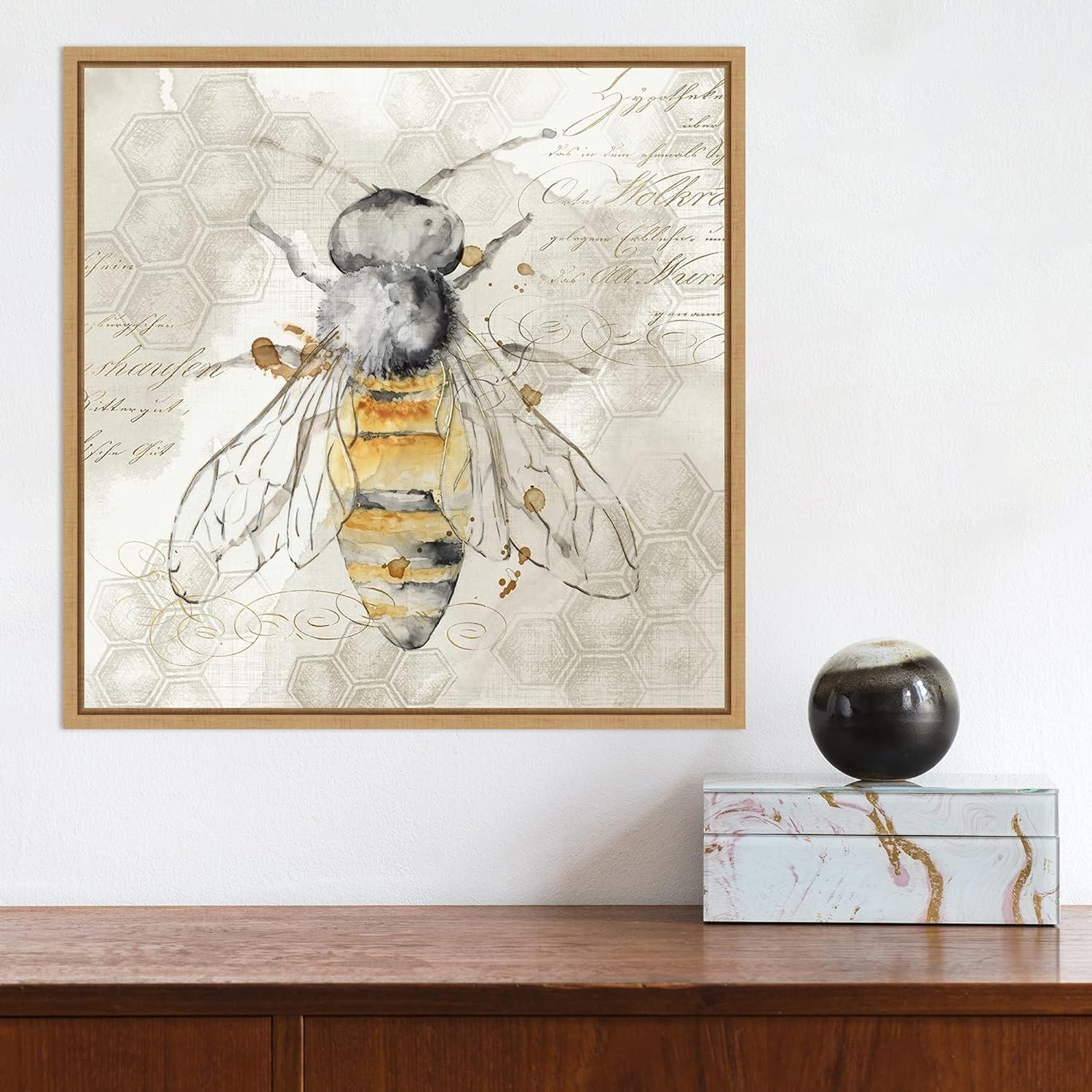 Amanti Art 16"x16" Queen Bee II by Eva Watts Framed Canvas Wall Art Print: Modern Lithograph, Insect Theme