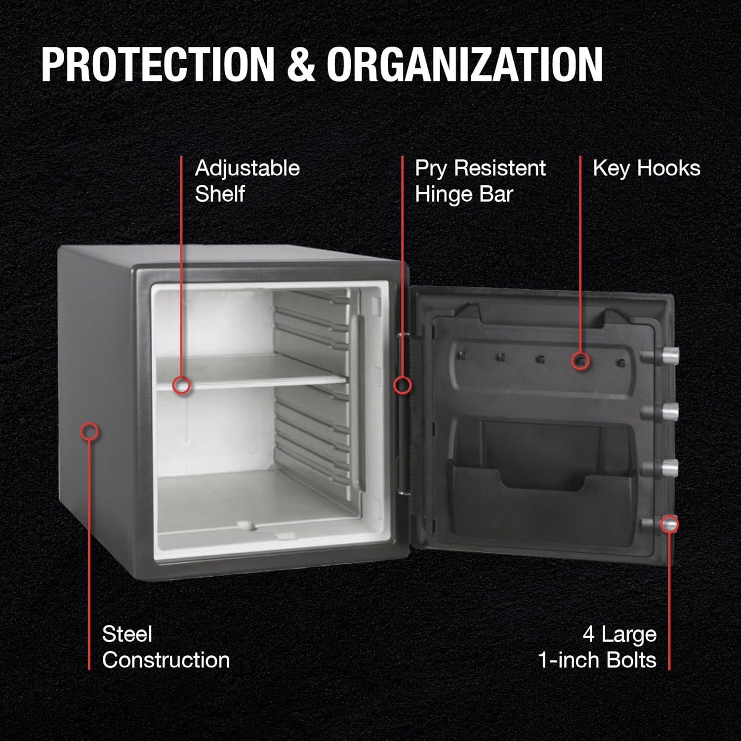 SentrySafe SFW123DSB Fire-Resistant Safe and Water-Resistant Safe with Dial Combination, 1.23 Cu. ft