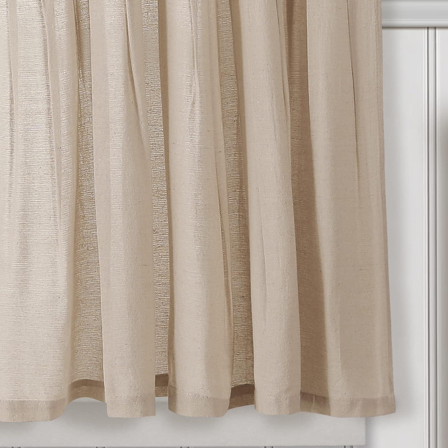 Lush Decor Linen Button Cotton Blend Tailored 29'' W Cafe Curtain (Set of 2)