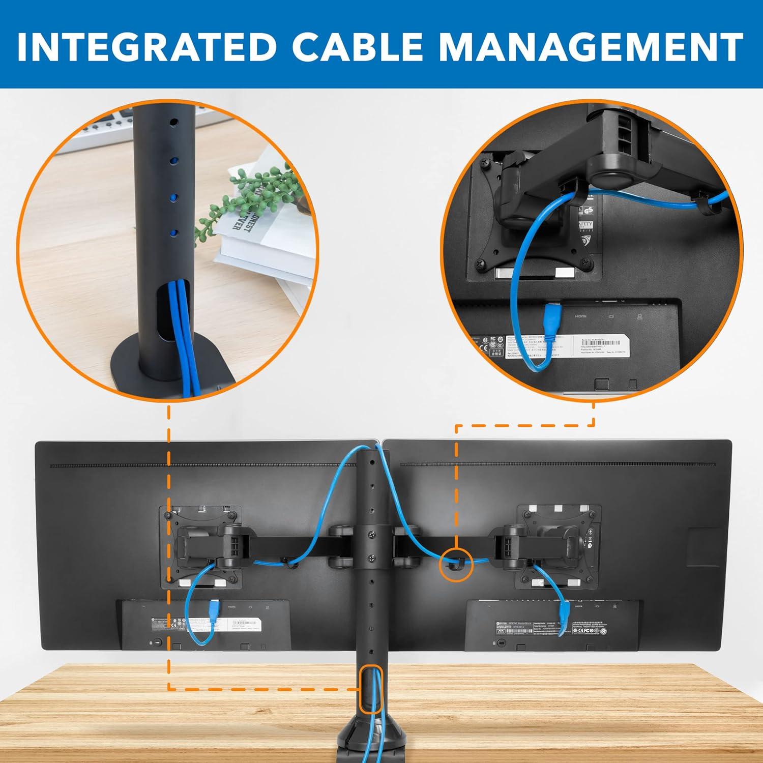 Mount-It! Single VESA Monitor Mount | Vertical Monitor Desk Stand | Telescoping Pole Height Adjustable | Fits 19 - 30 Inch Computer PC Screens