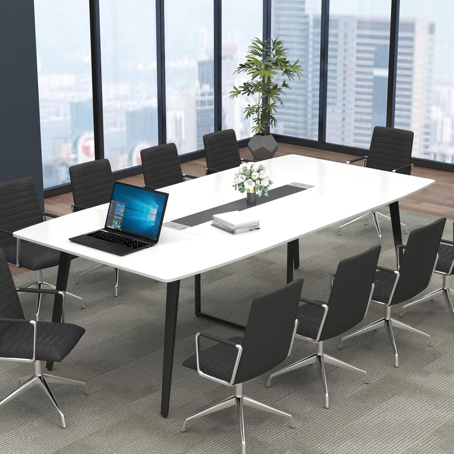 George Oliver Jonti 8 ft Conference Table, 94.49" L X 47.24" W X 29.53" H Meeting Seminar Table With Grommet