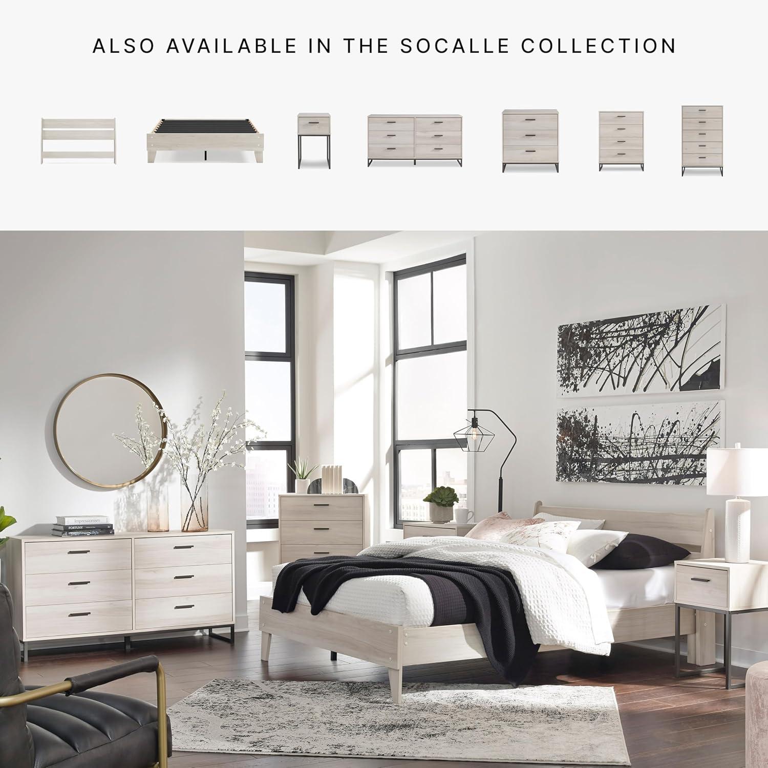 Signature Design by Ashley Contemporary Socalle 6 Drawer Dresser, Light Natural