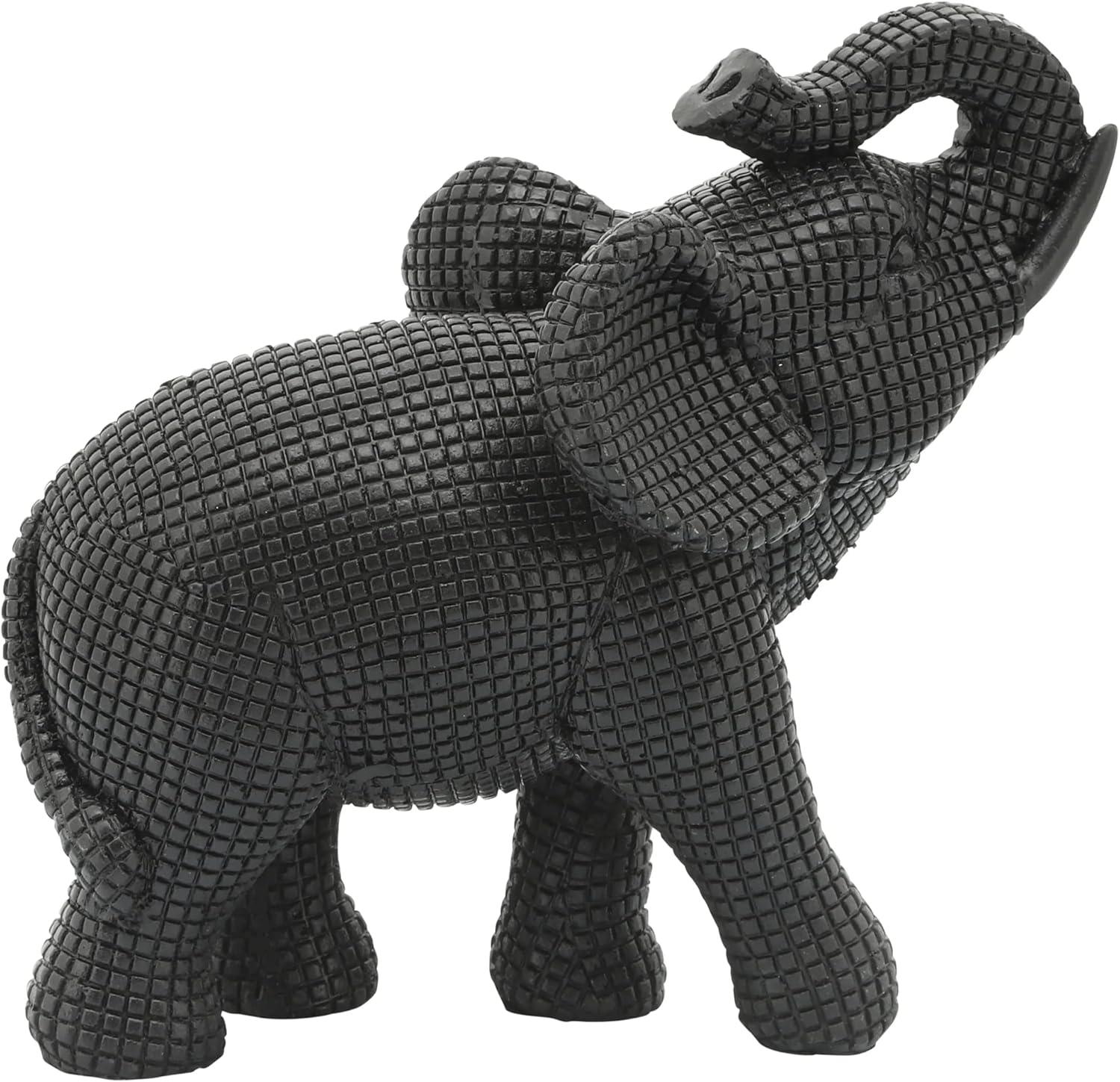 Sagebrook Home 7" Elephant Sculpture - Decorative Polyresin Black Elephant Statue For Home Decor - Table Accent, Desktop Figurine, Creative Home or