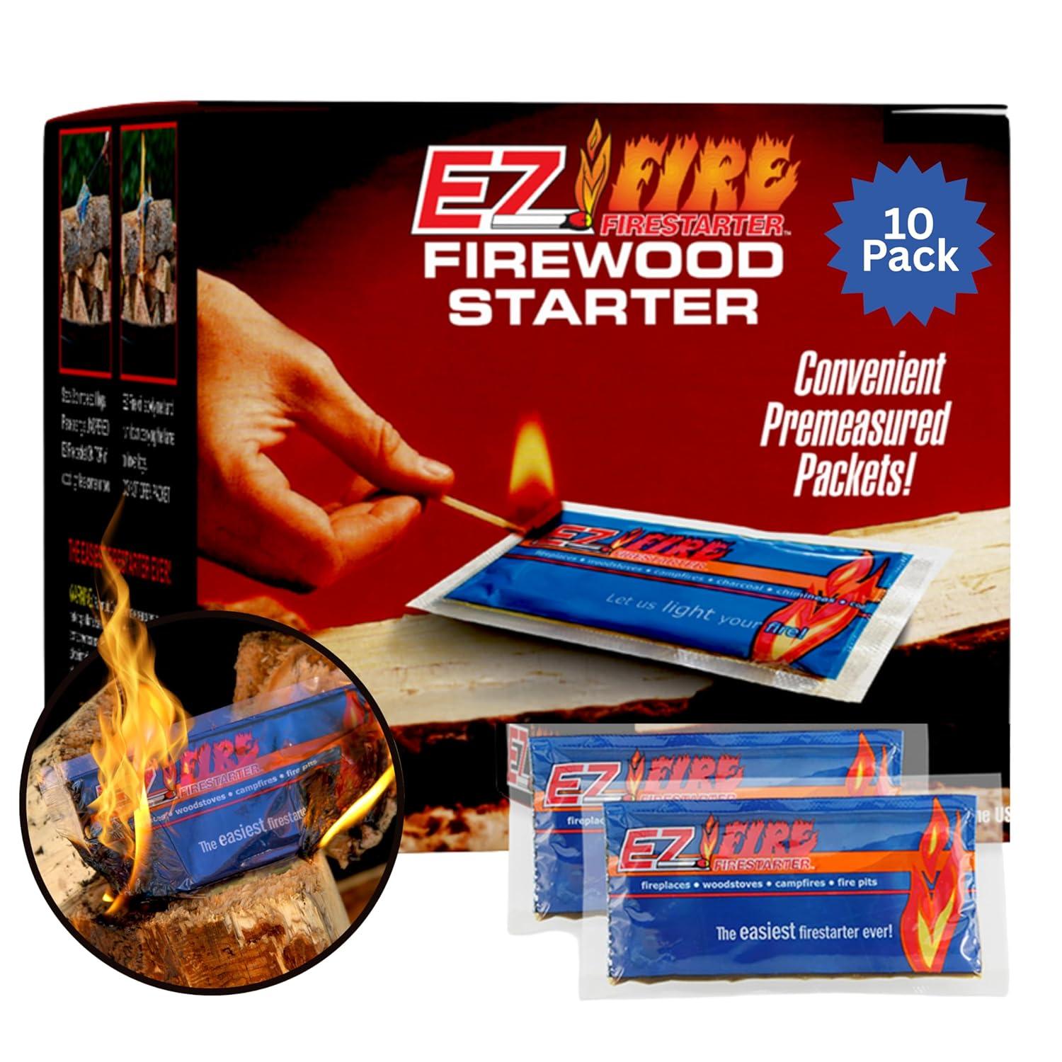 Naturally Occurring, Reliable, All Purpose, Easy-to-Use Fire Starter for Wood Stoves, Fireplaces, Campfires, and Bonfire – Waterproof, Windproof, Safe, Clean, Odorless | 10 Pack