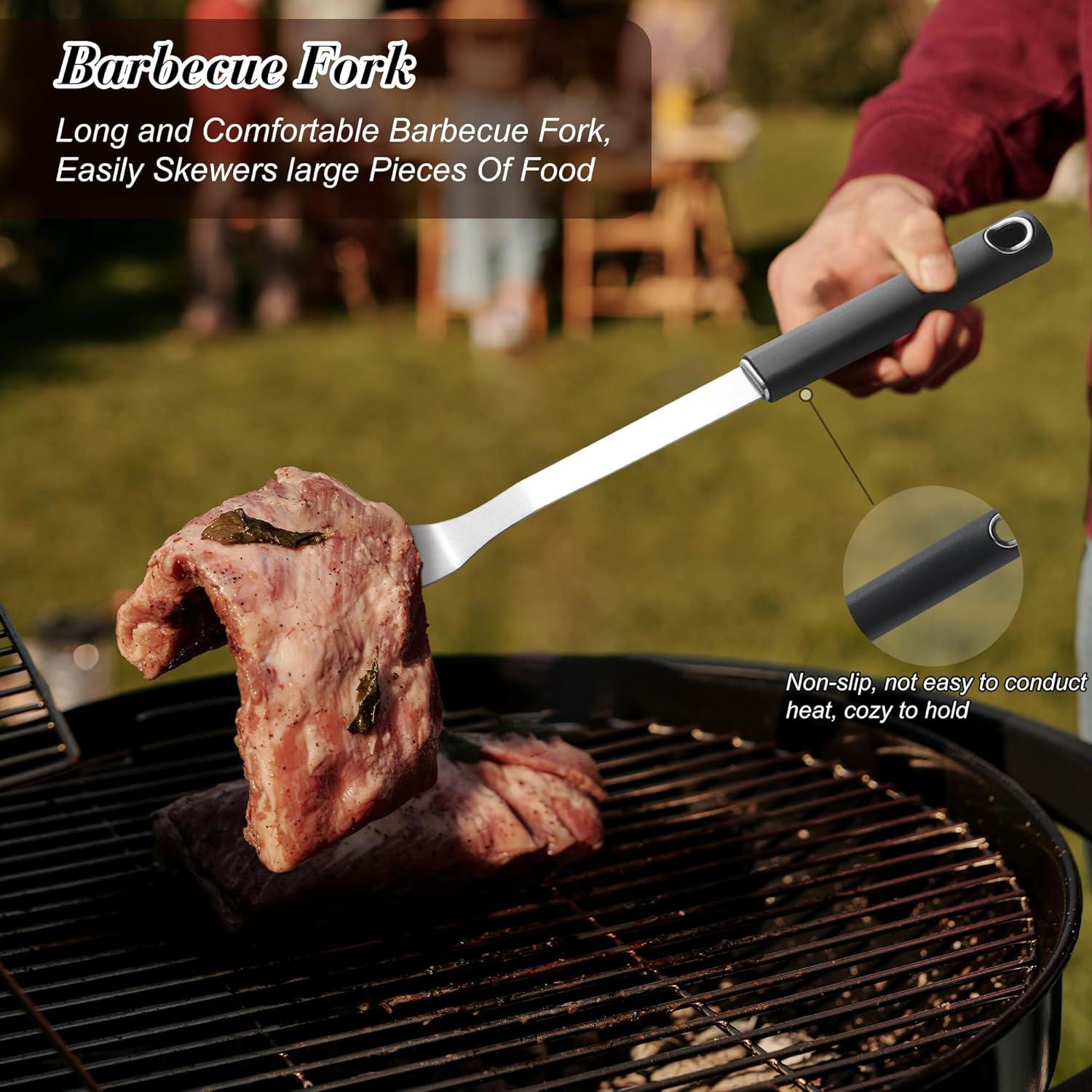 Griddle Accessories Kit - Grilling Accessories, Stainless Steel Heavy Duty Grill Tools Set with Spatula, Fork, Tongs and Gift-Box for Outdoor Barbecue, Home Grill (3PCS)