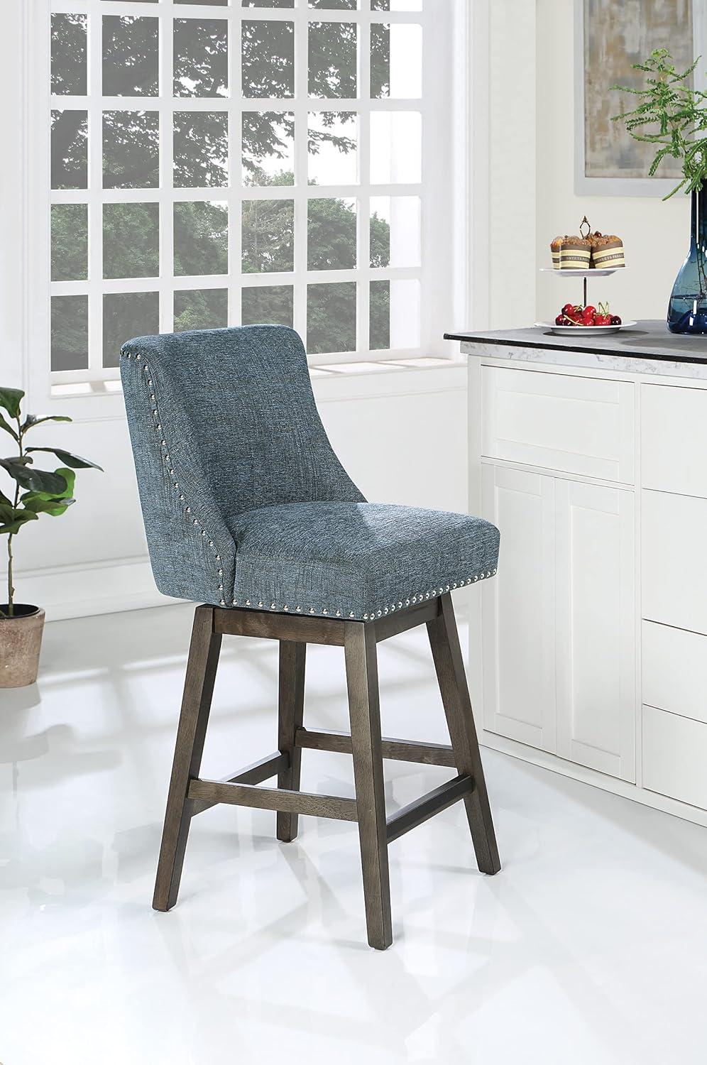 Granville Swivel Upholstered Counter Stool with Solid Wood Frame
