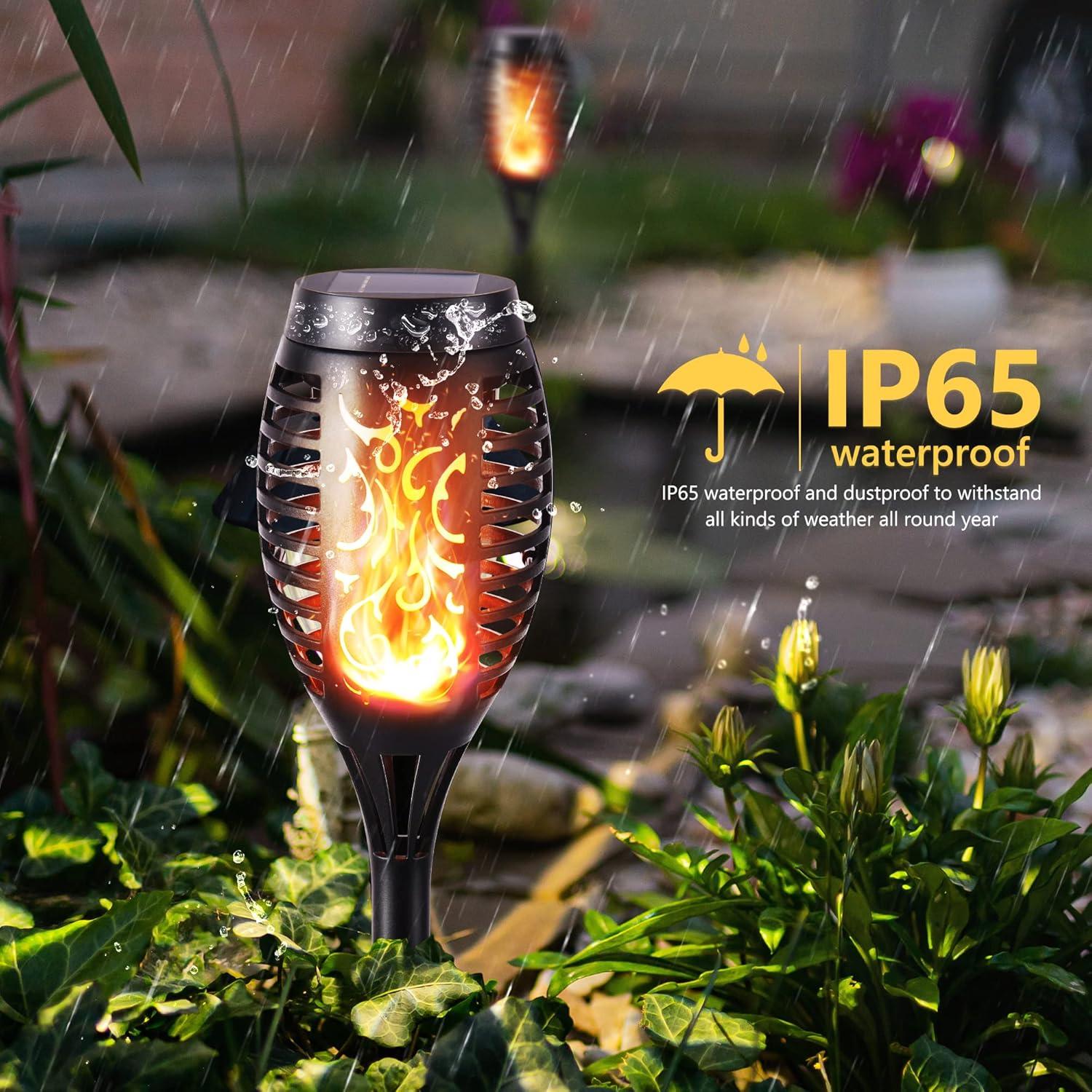 Halloween Lights Outdoor, 6 Pack Solar Torch Lights with Flickering Flame, Waterproof Outdoor Yard Decorations Lights for Holiday, Garden, Lawn, Walkway, Outdoor Halloween