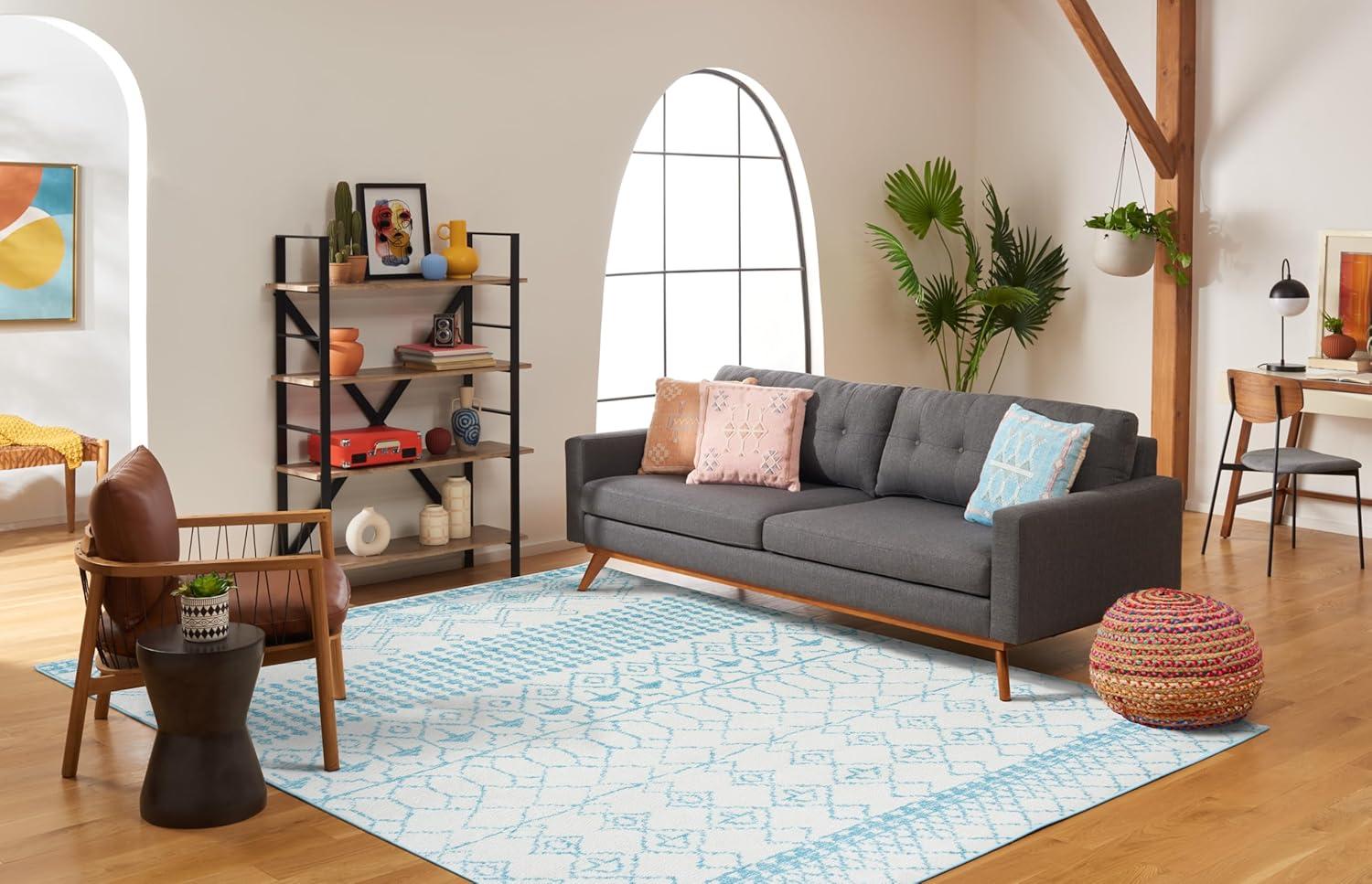 Tulum TUL229 Power Loomed Area Rug - Ivory/Turquoise - 8'x10' - Safavieh.