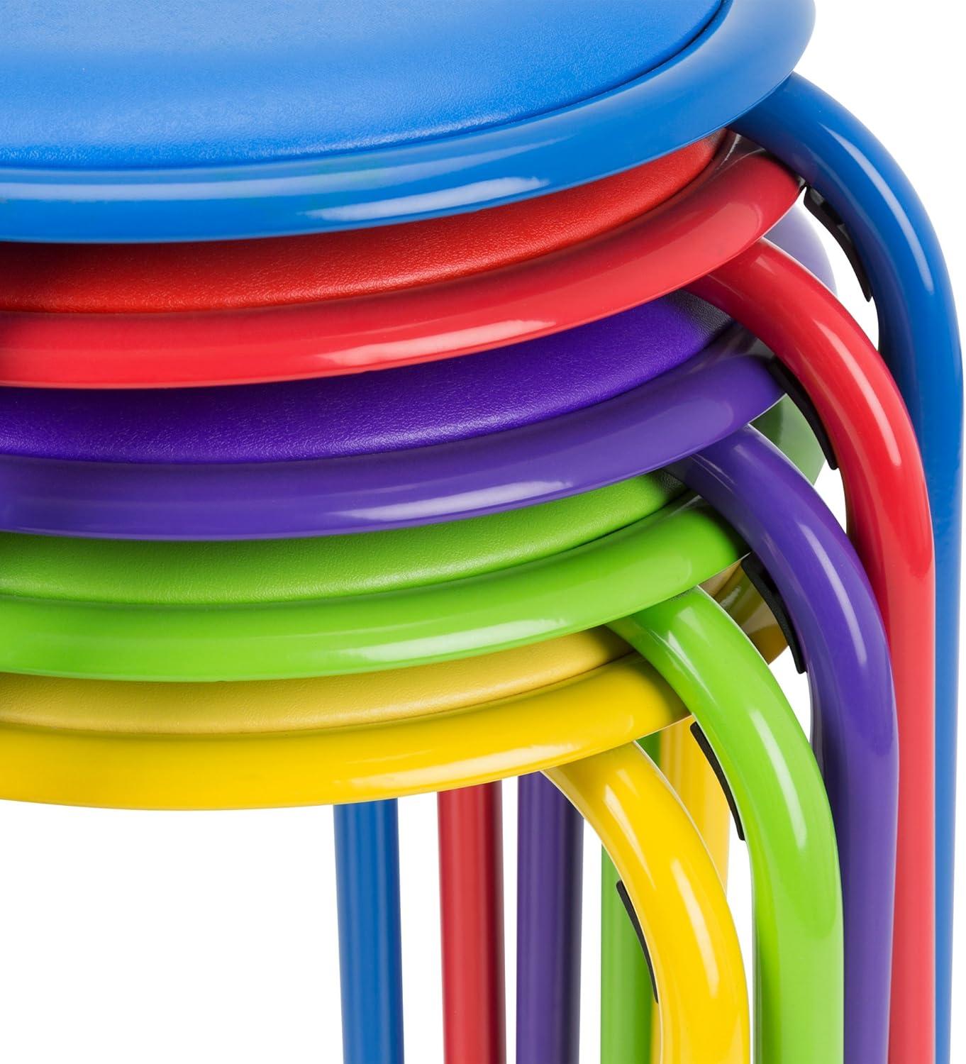 Fat Catalog Assorted Primary Color Metal Stack Stool with Padded Seat 17" seat height (5 Pack)