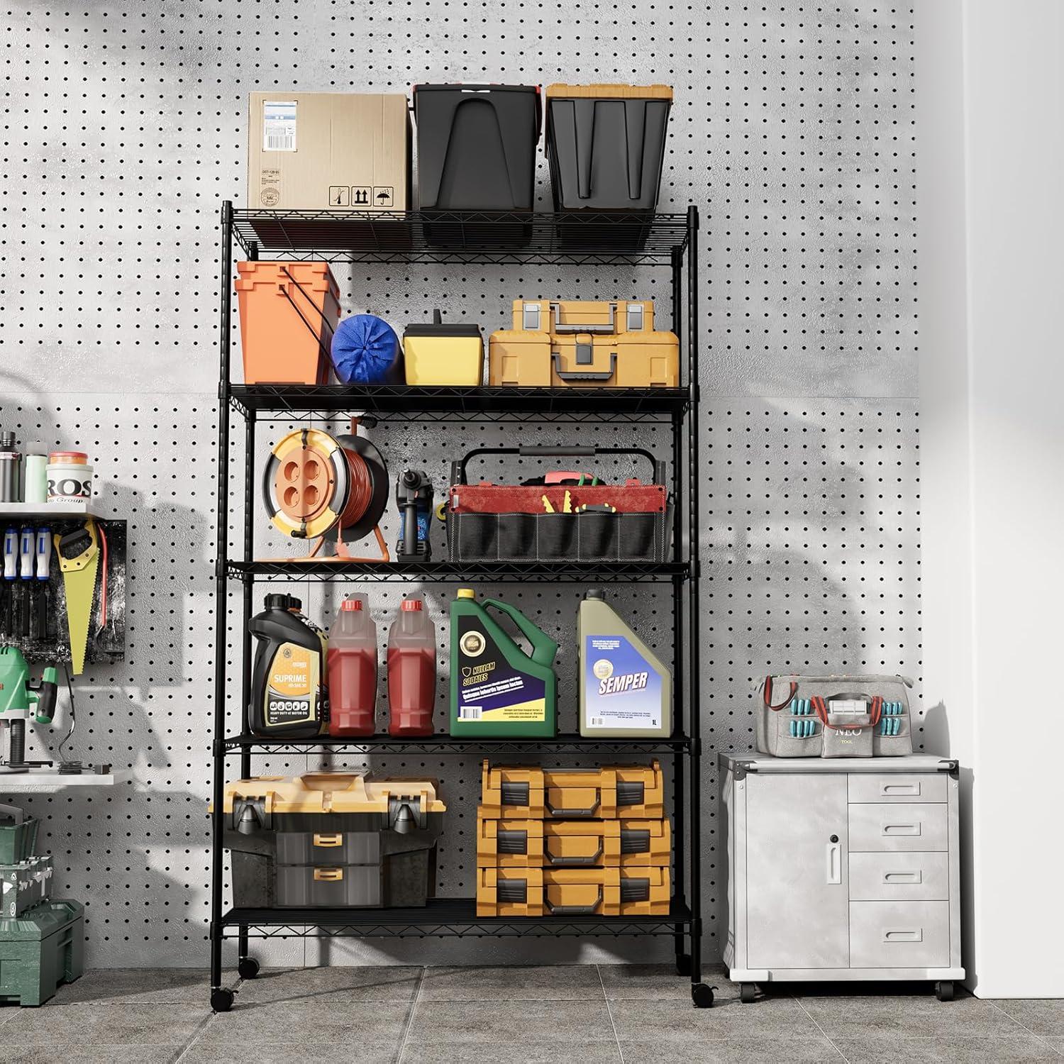 Black Heavy Duty 5-Tier Metal Storage Shelving Unit