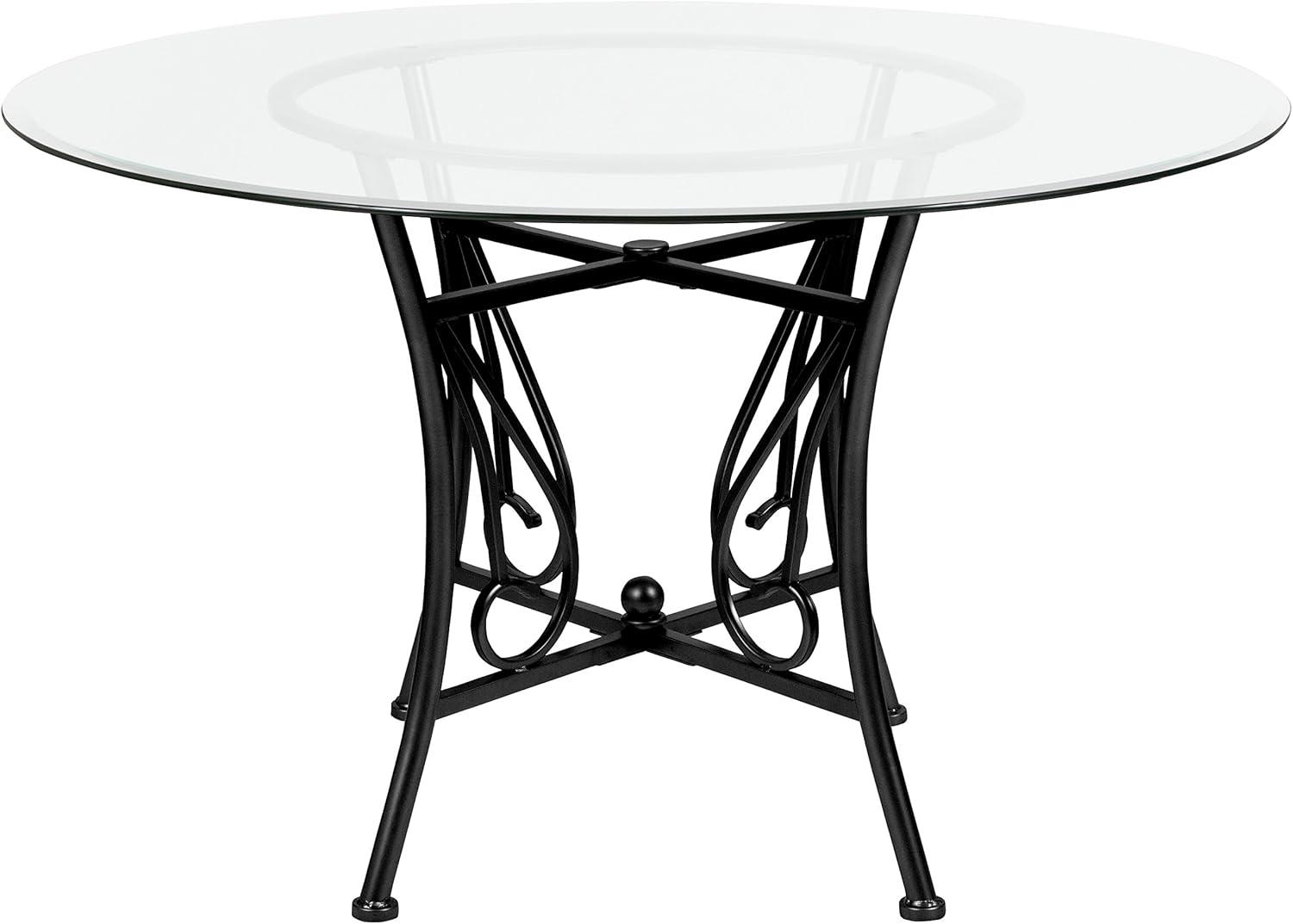 Flash Furniture Princeton 48'' Round Glass Dining Table with Black Metal Frame