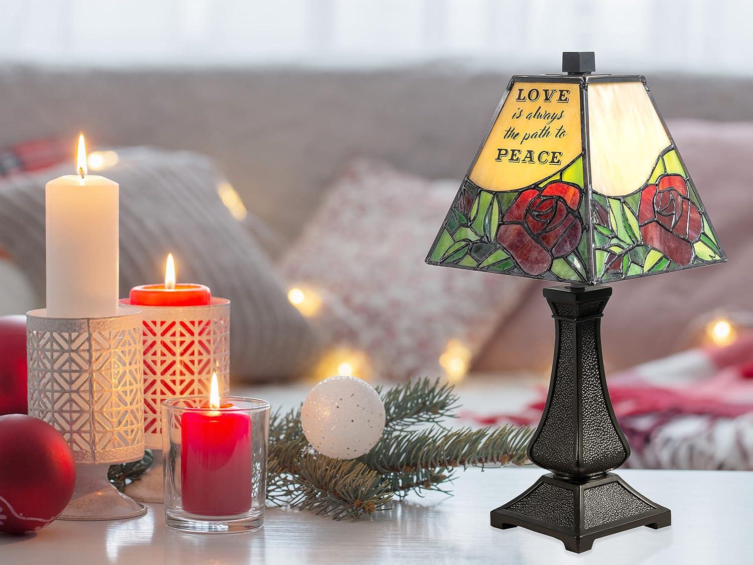 Dale Tiffany Lámpara Decorativa Tiffany Rosa Inspiradora de Bronce Antiguo Lámpara Decorativa