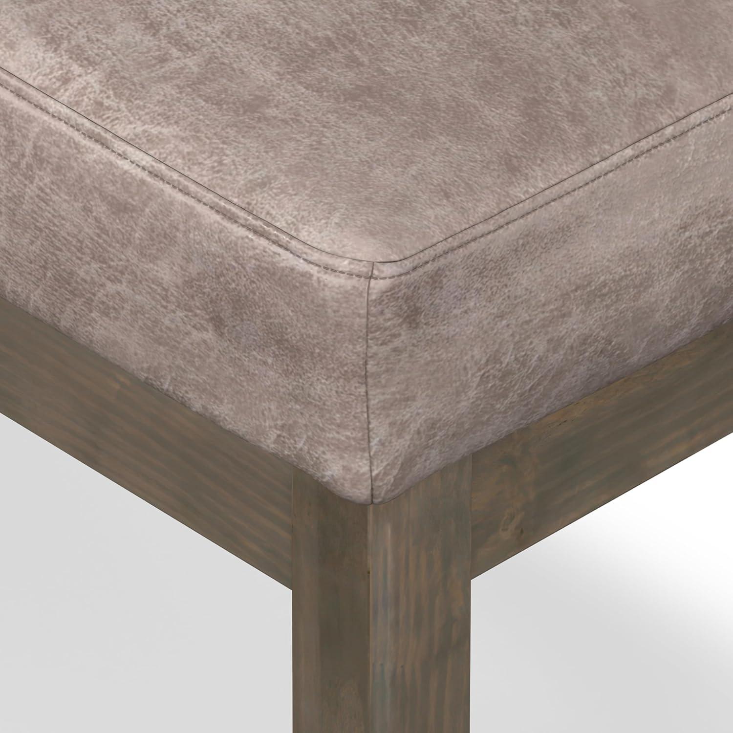 Simpli Home Milltown Ottoman Bench with Upholstered Seat and Solid Wood Frame