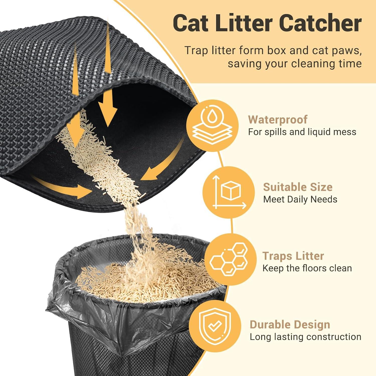 Dextrus Large Enclosed Cat Litter Box with Lid Drawer Type Easy to Clean,with Cushion&Litter Scoop,Gray